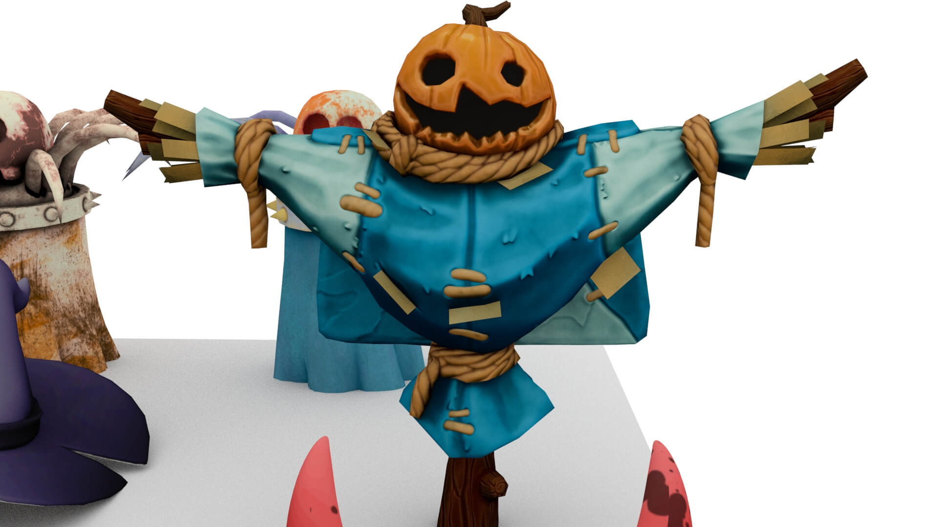 Stylized Halloween Horror Props and Masks Pack 4k Pbr 3D Model