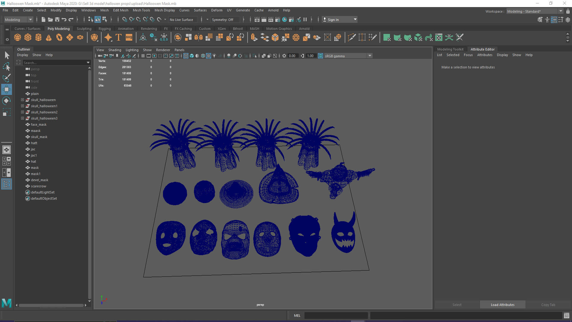 Stylized Halloween Horror Props and Masks Pack 4k Pbr 3D Model