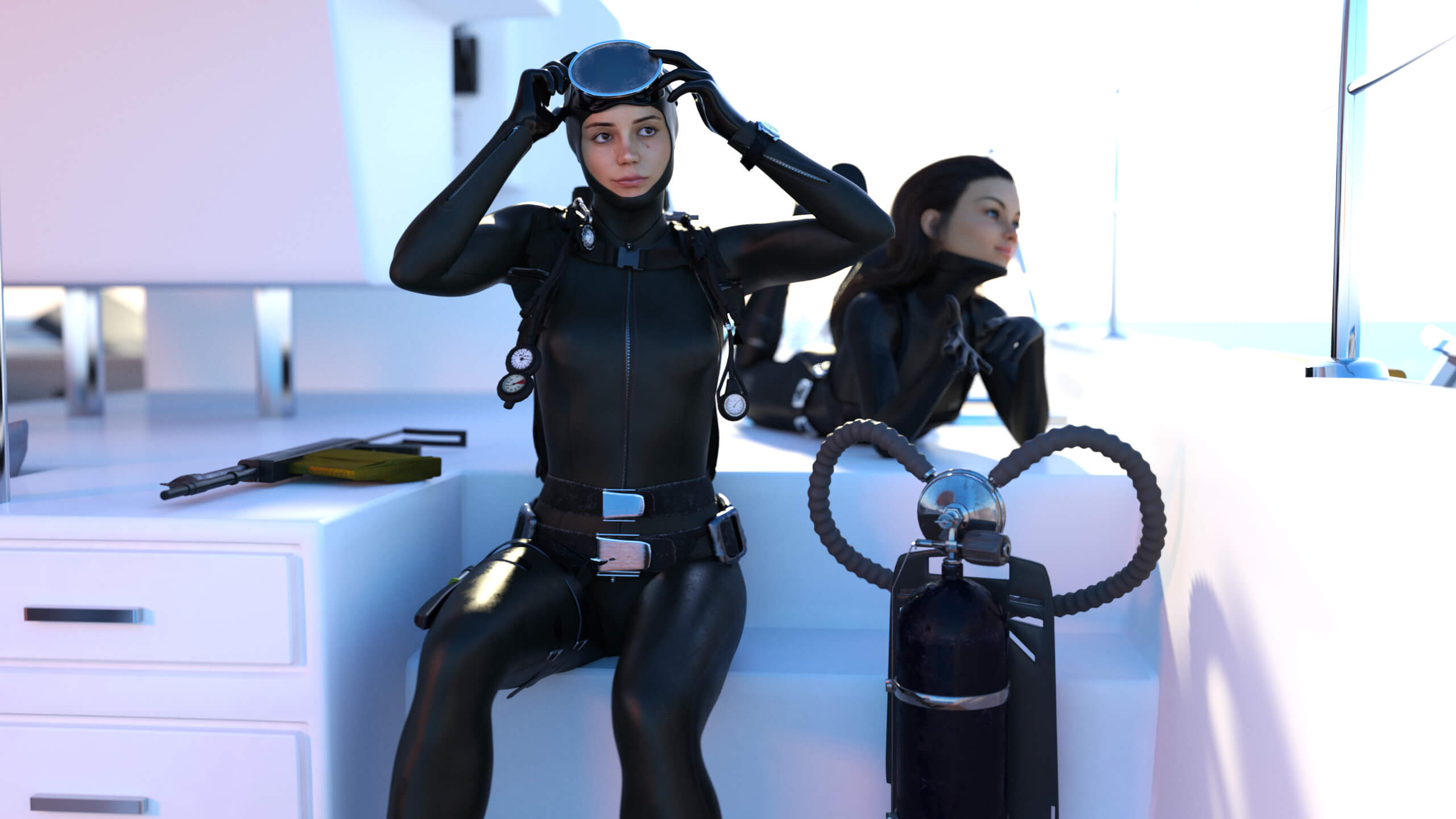 Roses Scuba Mission 3D Render, Digital Artwork by sohighlydubious