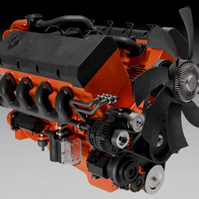Detailed V8 Engine