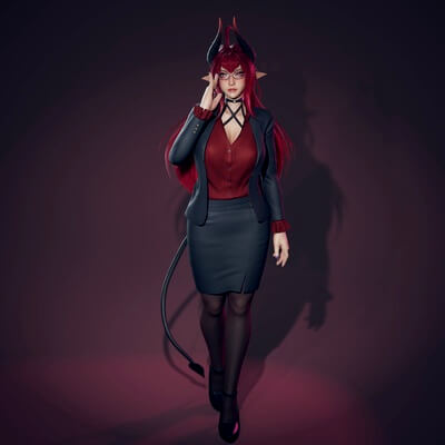Daemon Girl - Game Ready