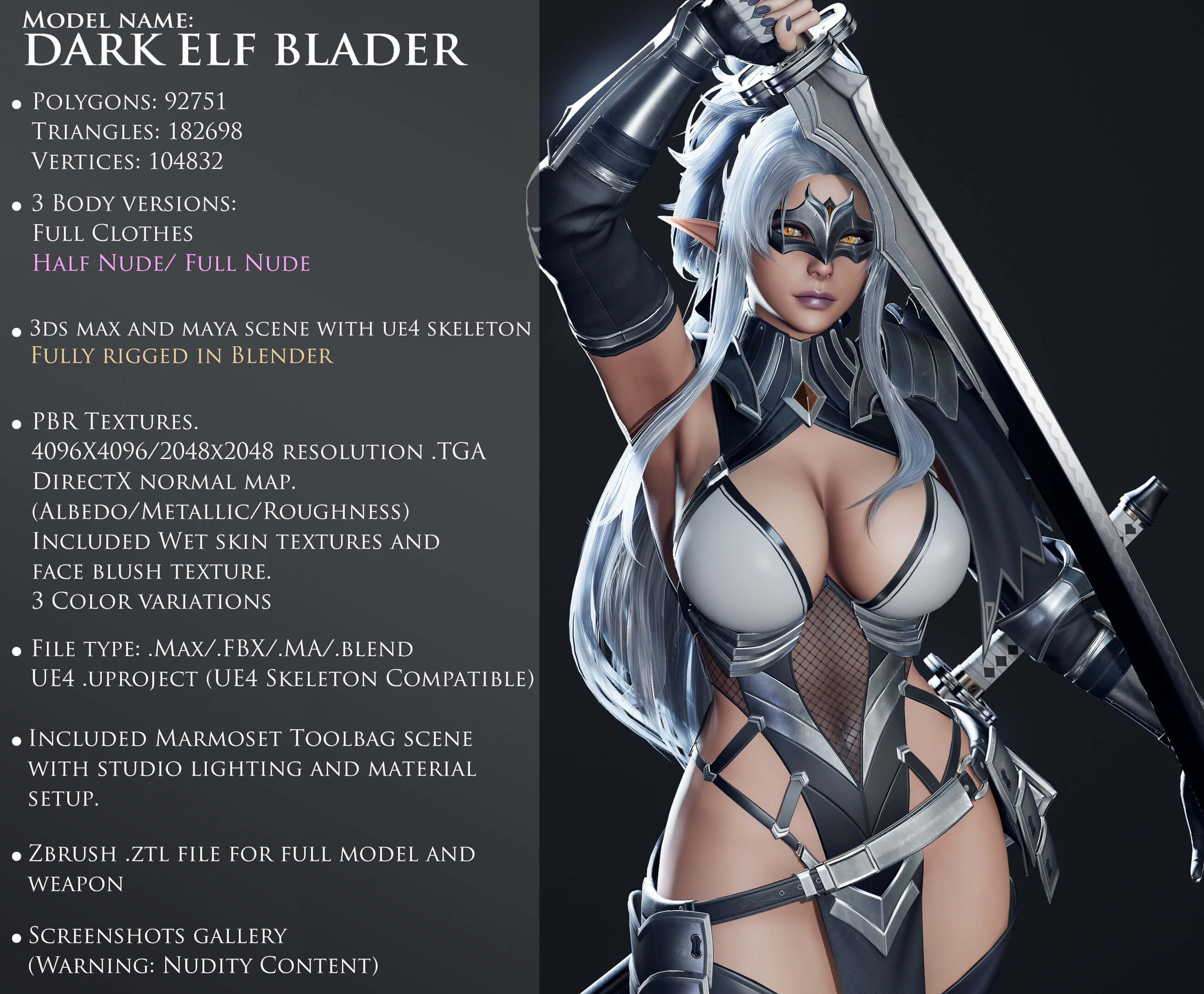 Dark Elf Blader 3D Model