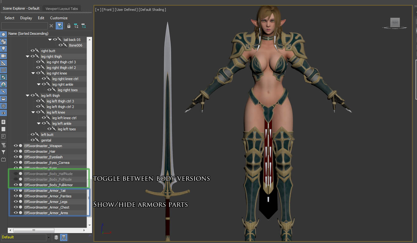 Elf Swordmaster Blend 3D Model