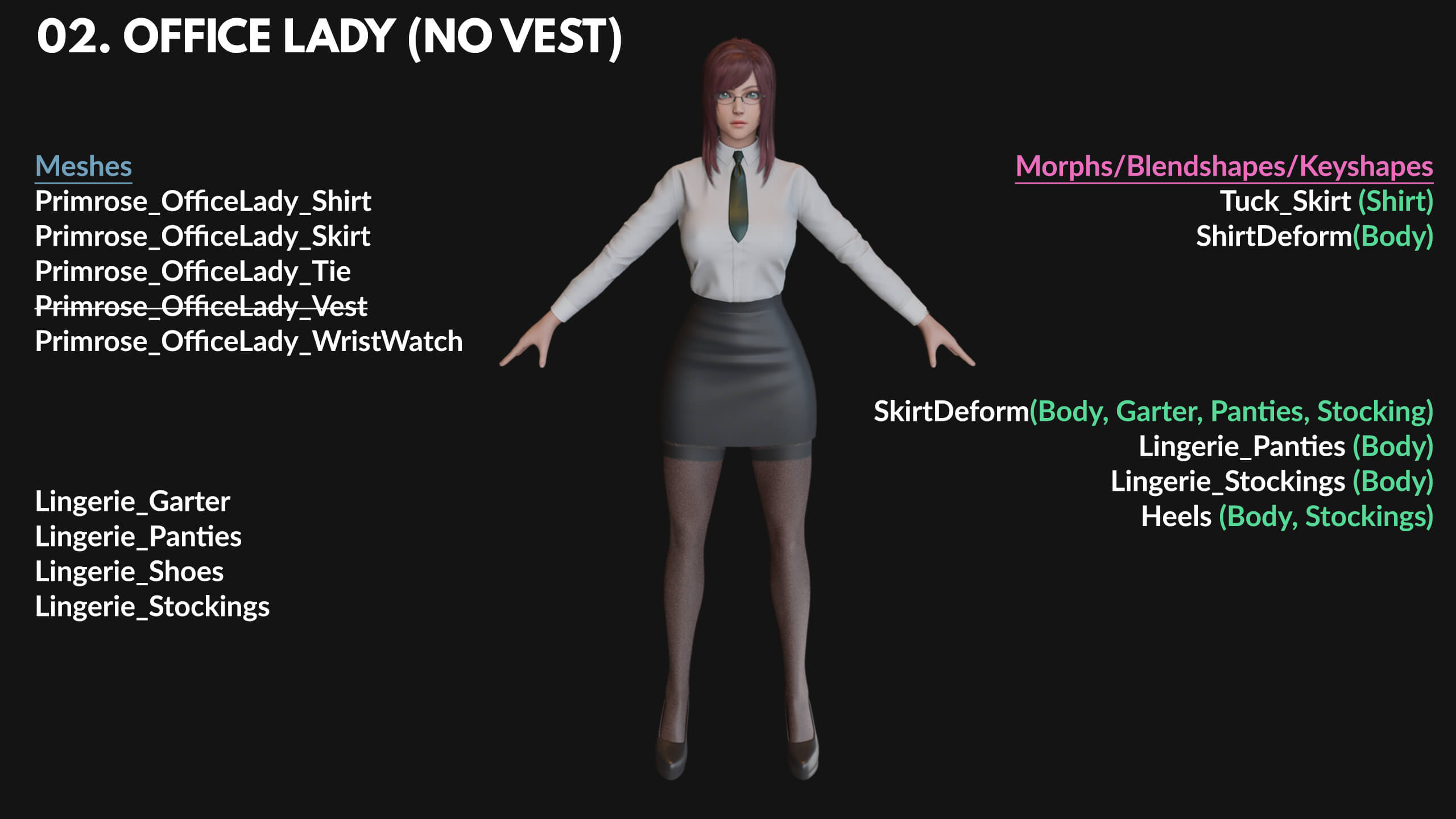 Primrose Office Lady - Game Ready 3D Model