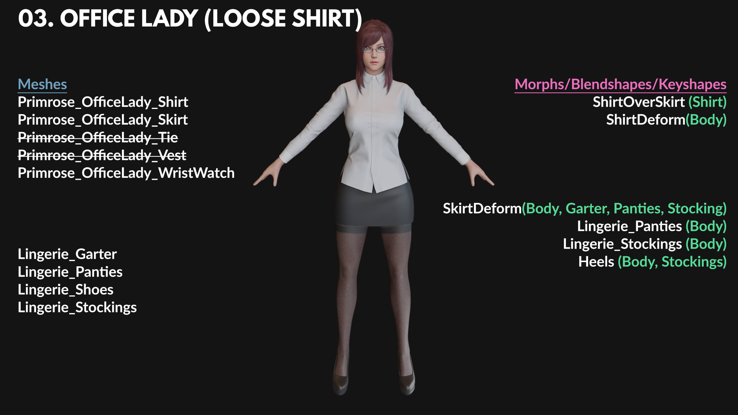 Primrose Office Lady - Game Ready 3D Model