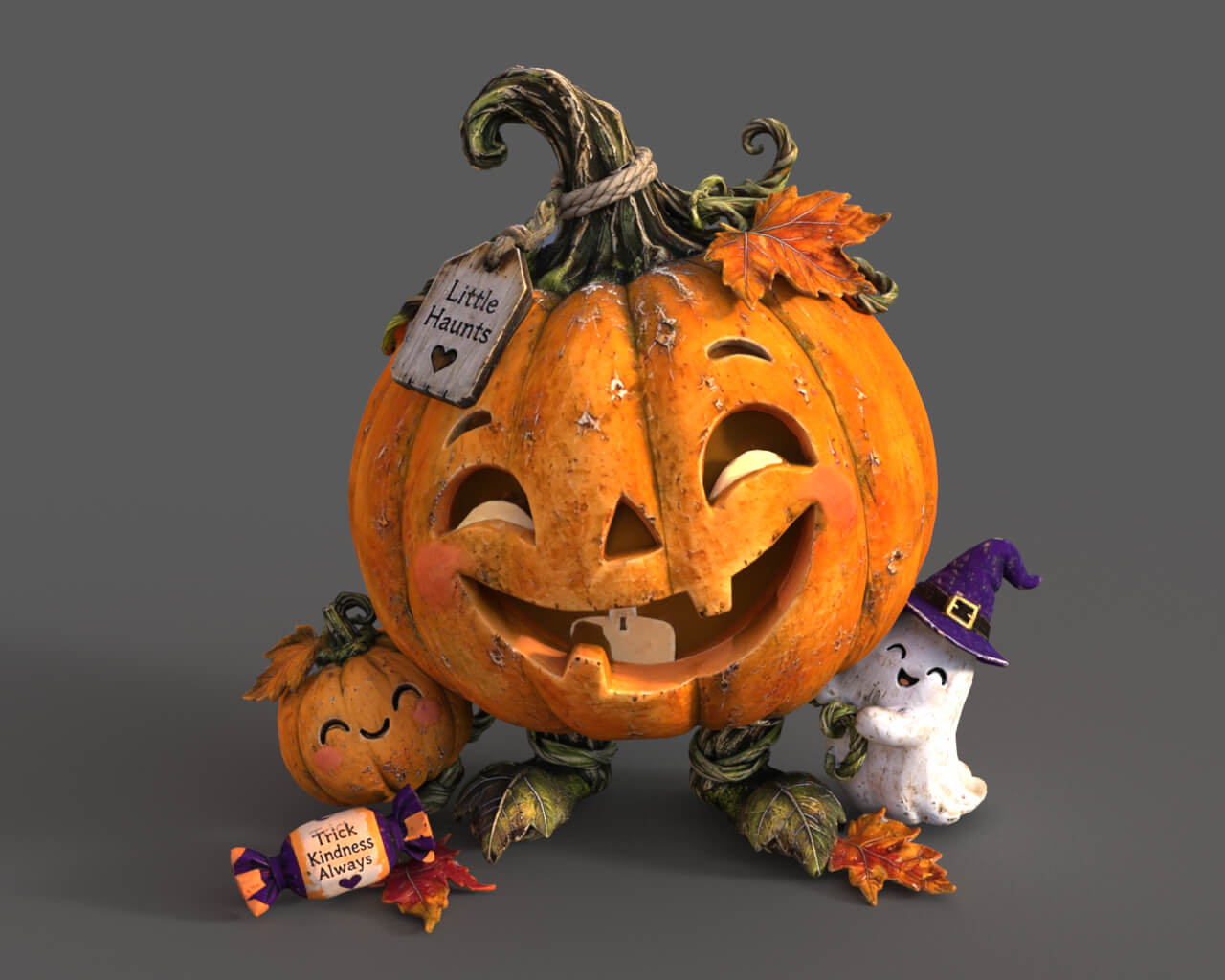 Pumpkin Haunts Trio 3D Model