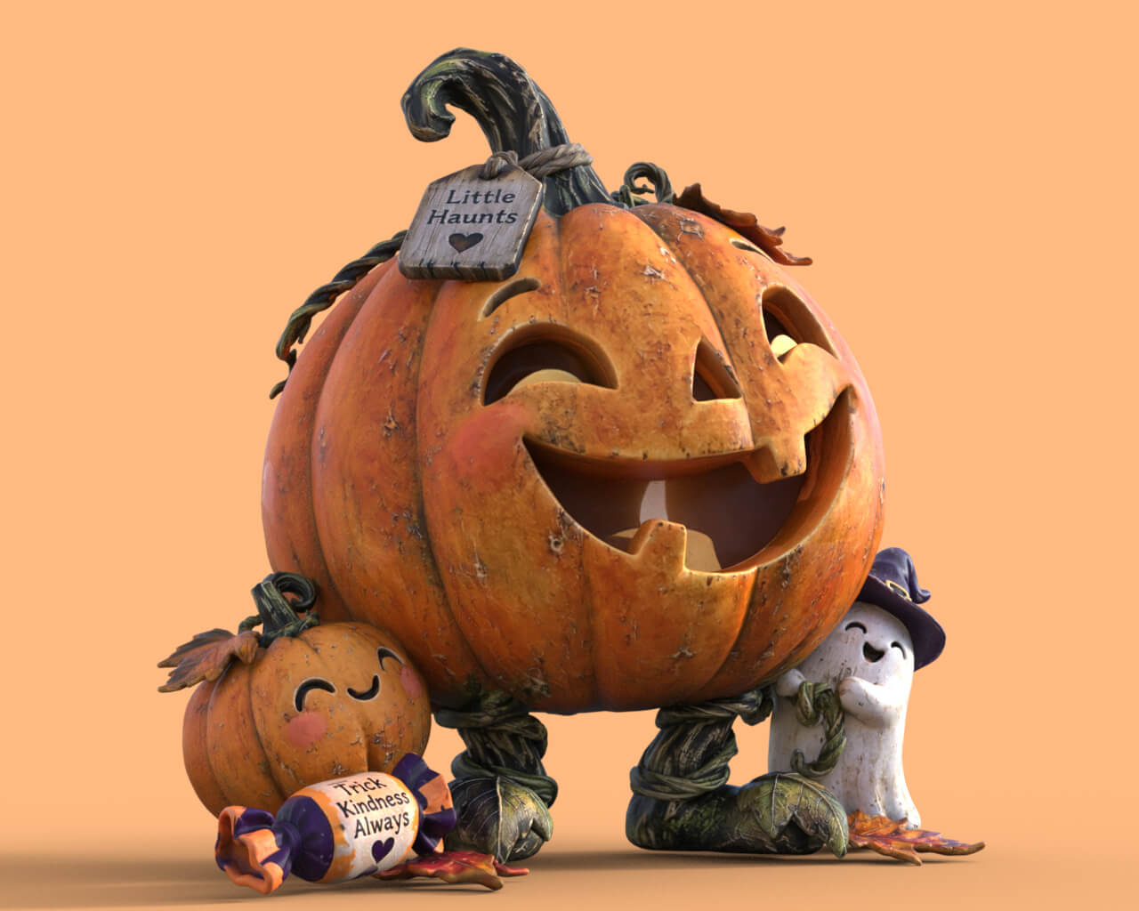 Pumpkin Haunts Trio 3D Model