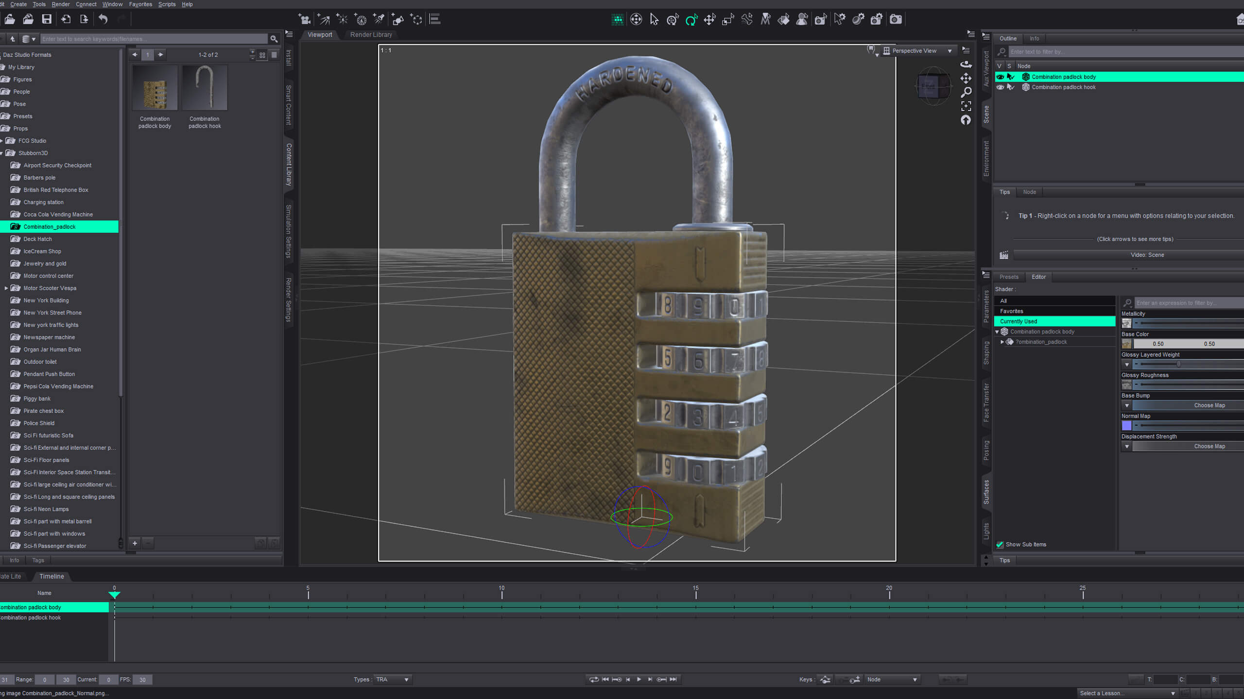 Combination Padlock Props Daz Content