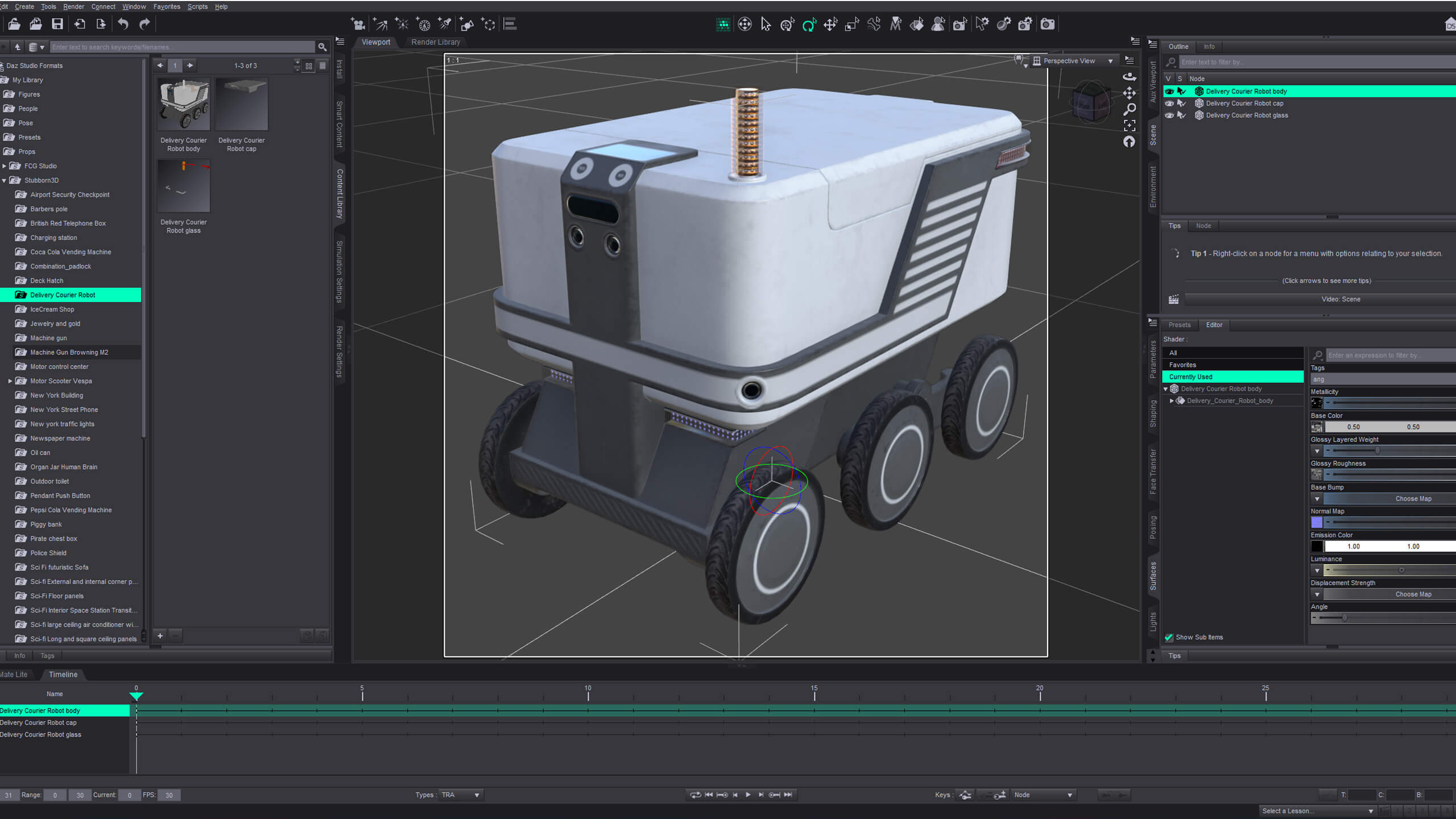 Delivery Courier Robot Props Daz Content