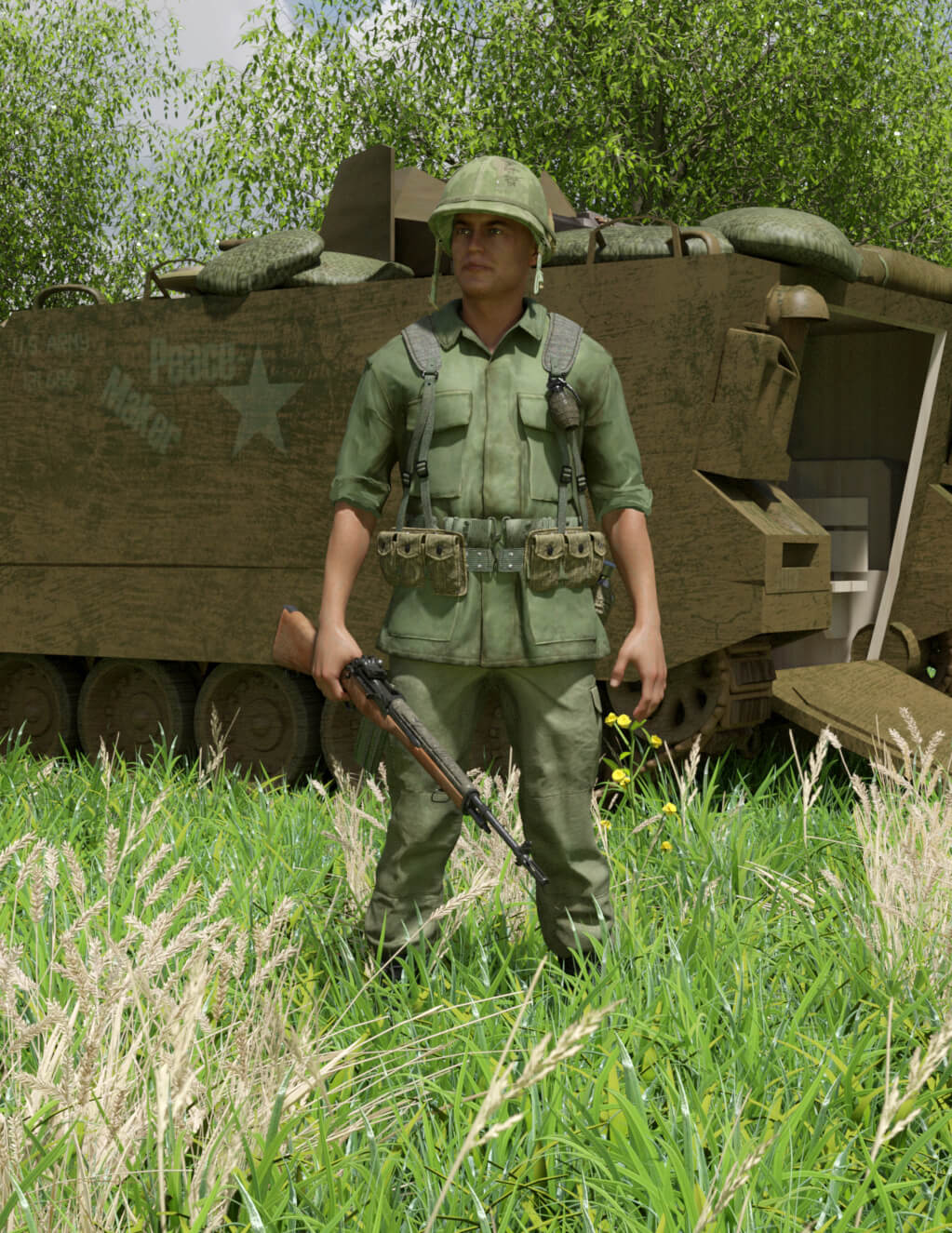 US Infantry Vietnam War Era 3D Render, Digital Artwork by Steelrazer