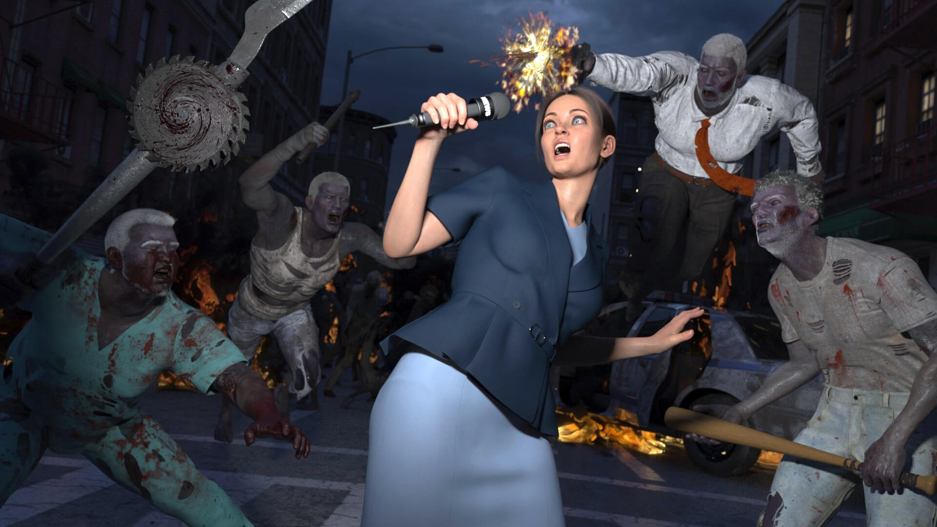 Breaking News Zombies 3D Render, Digital Artwork by stef3d