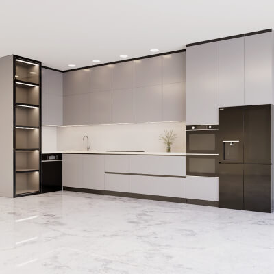 Modern Kitchen Cabinet Set with Appliances