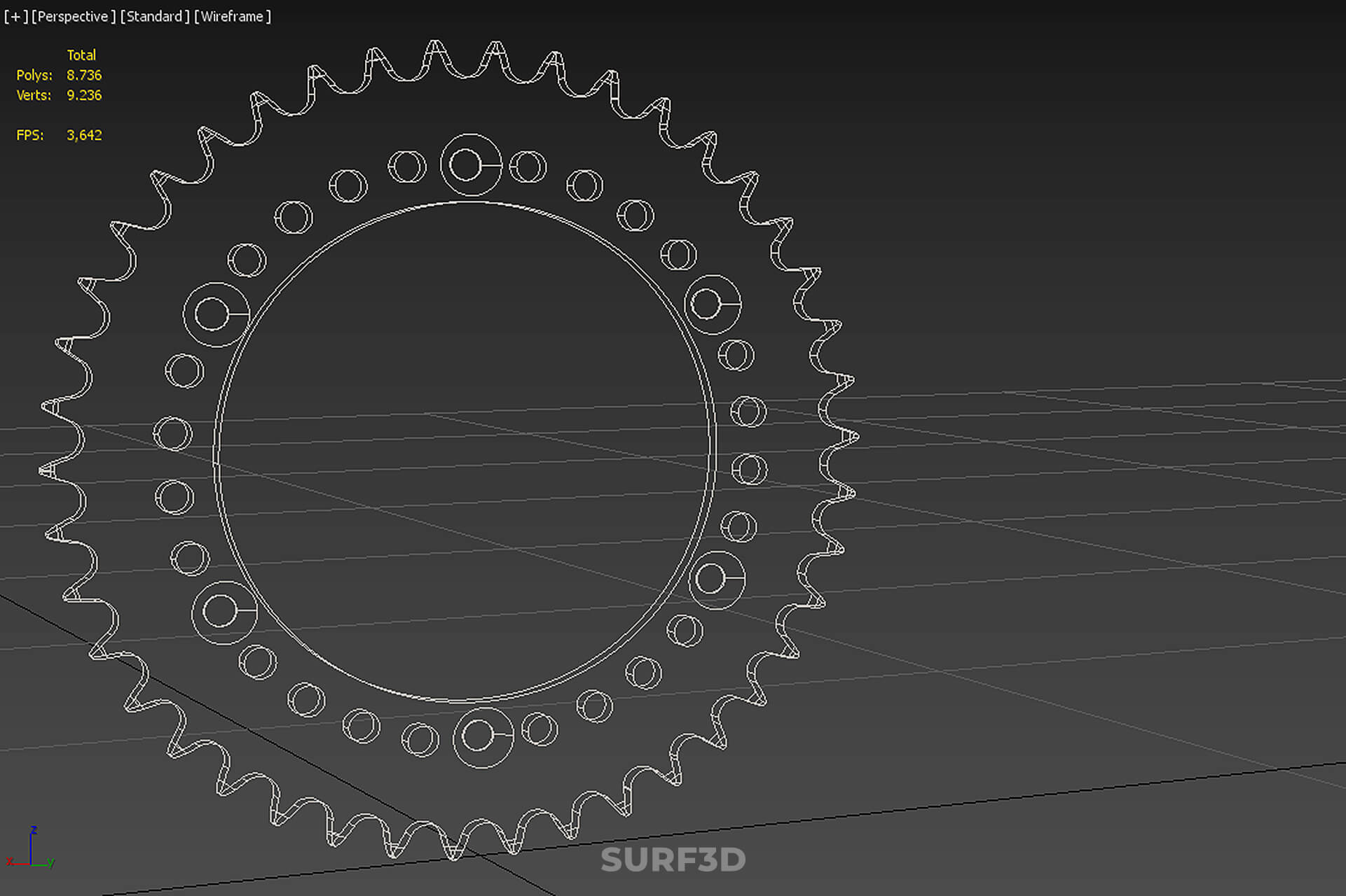 42 Teeth Tooth Rear Chain Sprocket Gear Cog Engine Motorbike 3D Model