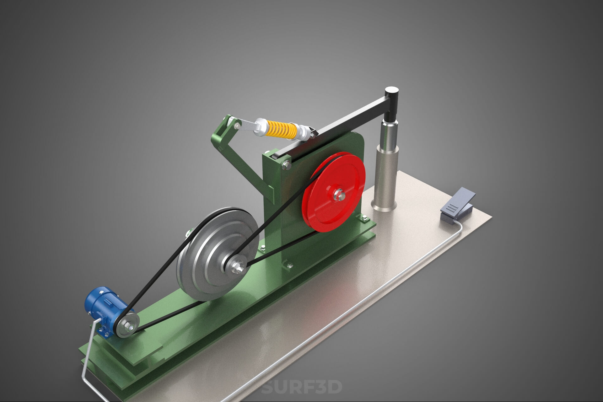 Auto Power Hammer Forging Press Machine Tool Electric Motor 3D Model