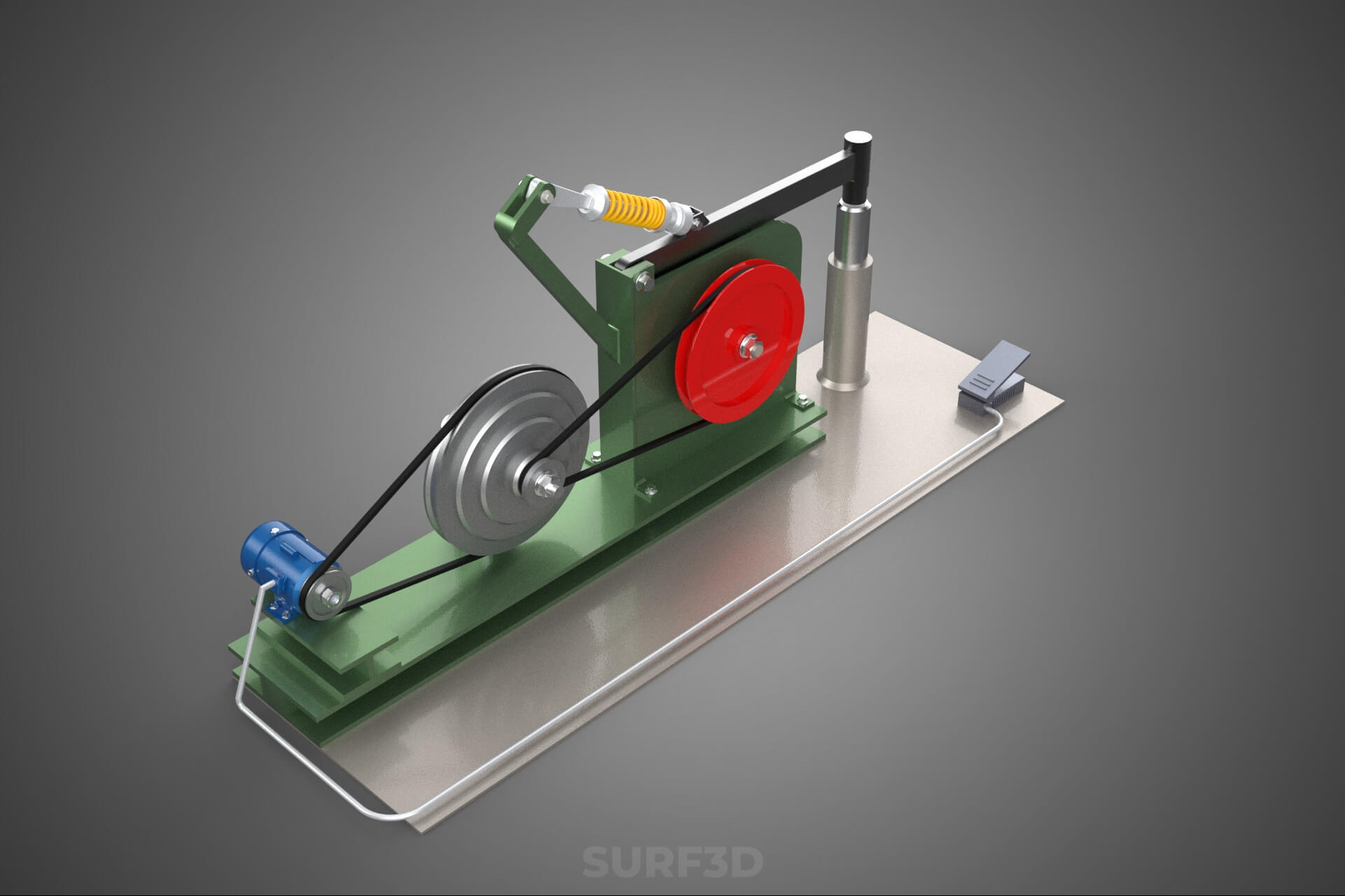Auto Power Hammer Forging Press Machine Tool Electric Motor 3D Model