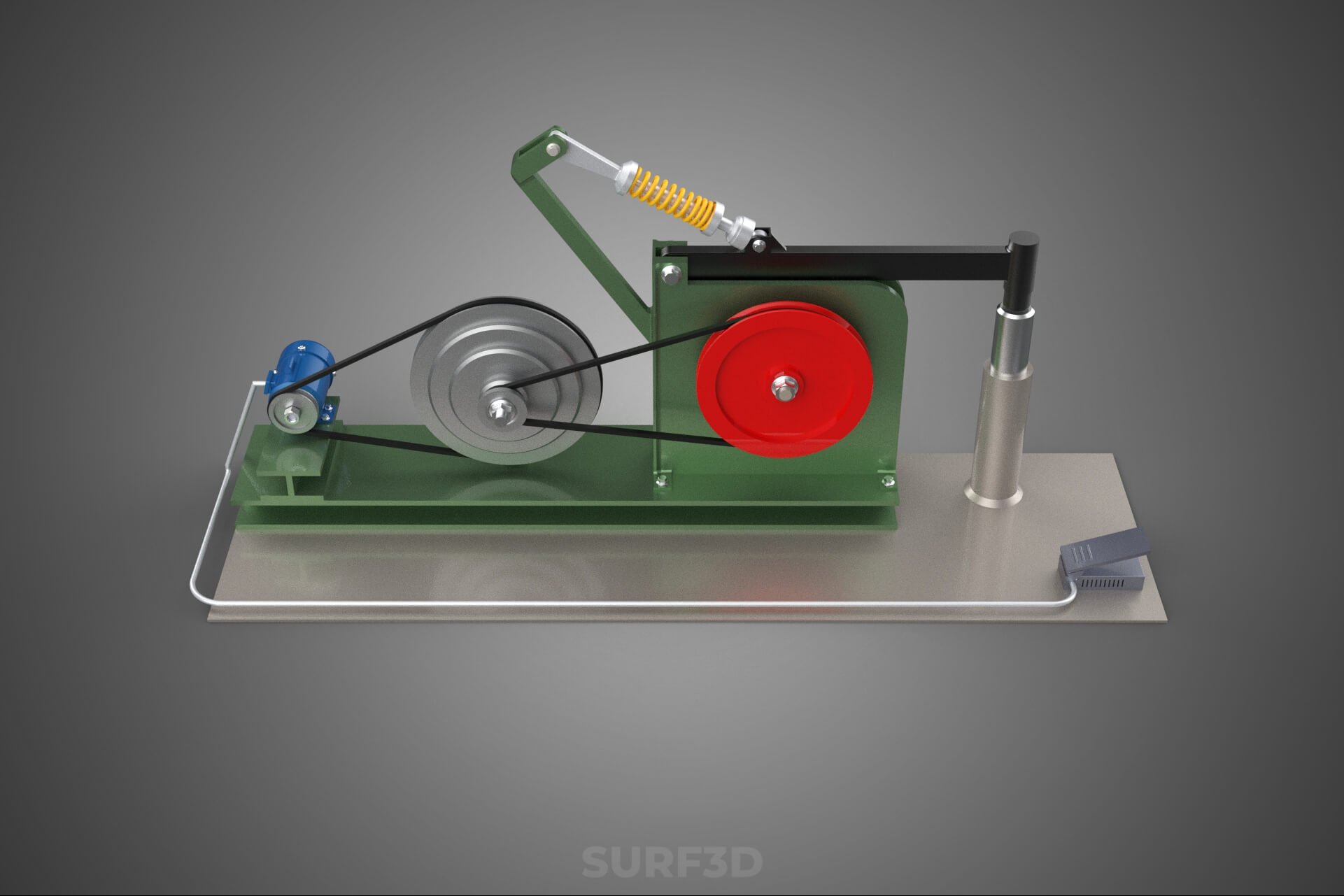 Auto Power Hammer Forging Press Machine Tool Electric Motor 3D Model