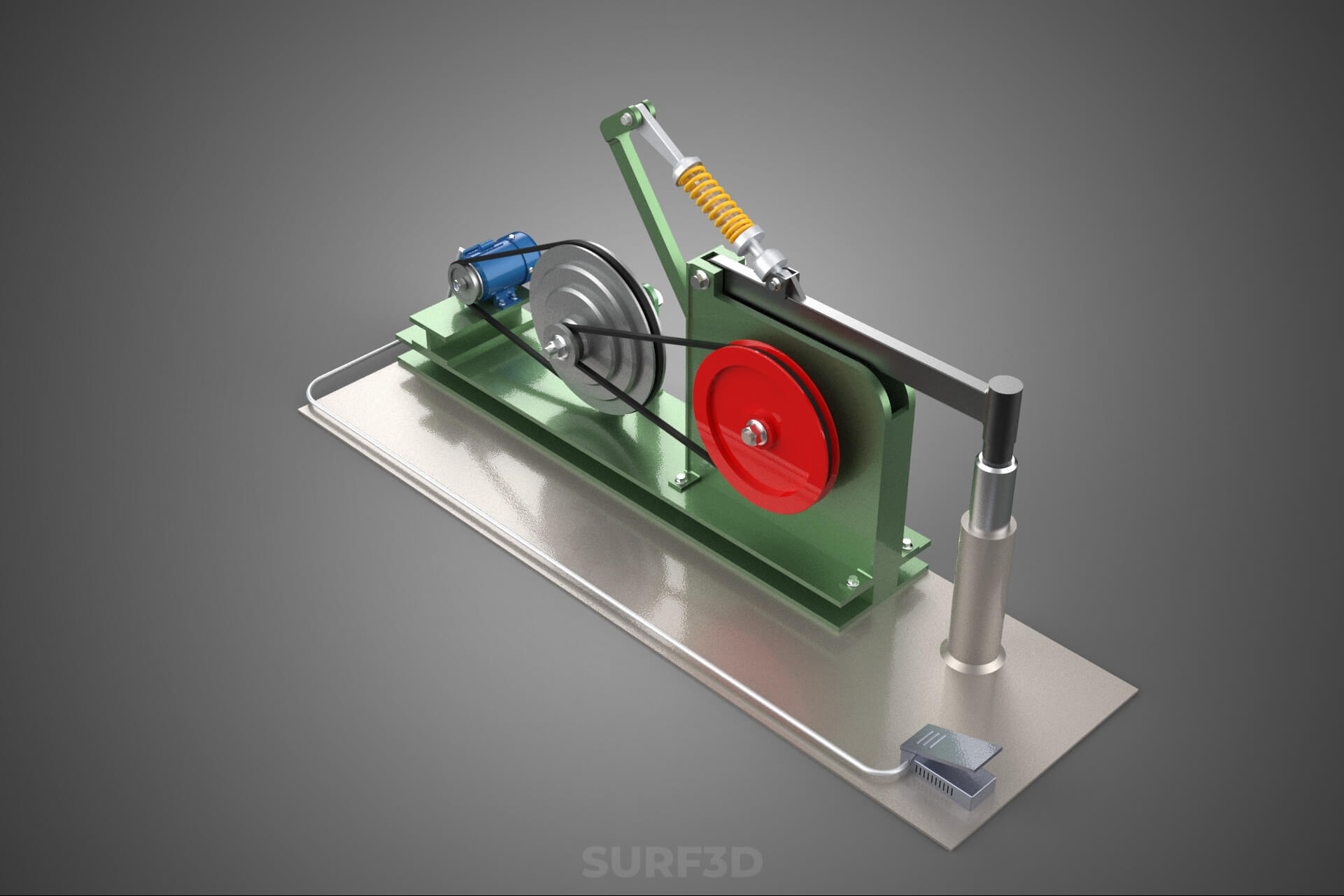 Auto Power Hammer Forging Press Machine Tool Electric Motor 3D Model