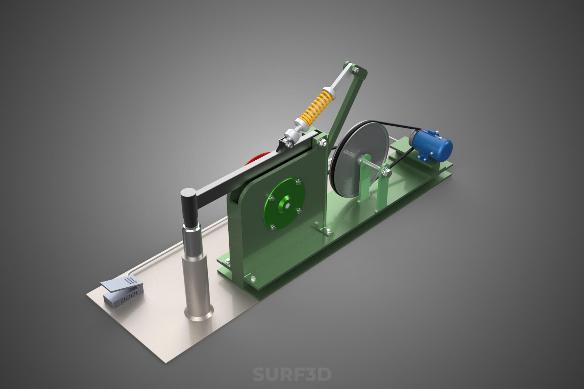 Auto Power Hammer Forging Press Machine Tool Electric Motor 3D Model