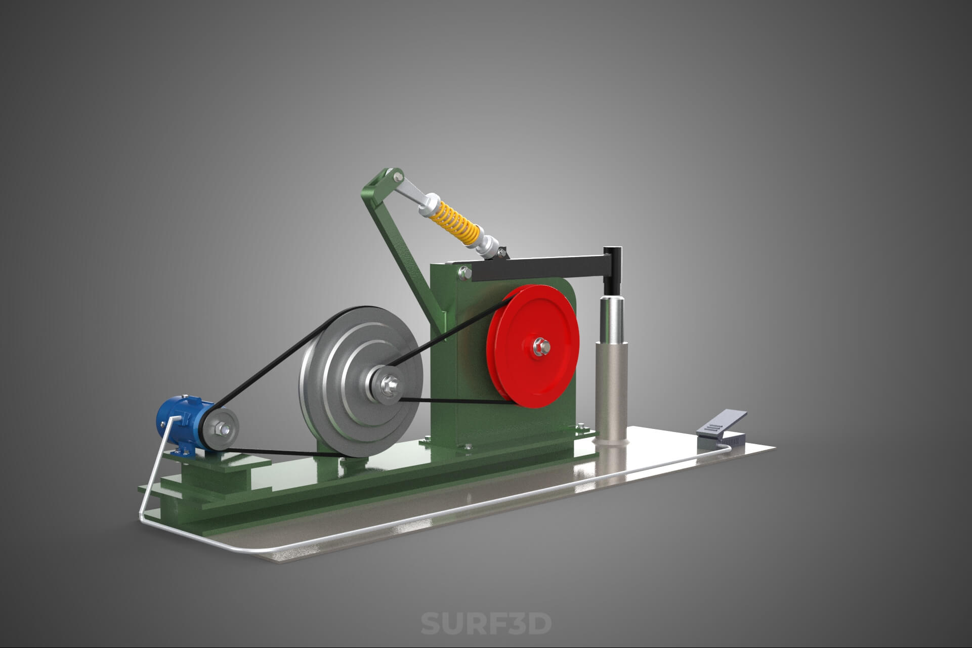 Auto Power Hammer Forging Press Machine Tool Electric Motor 3D Model