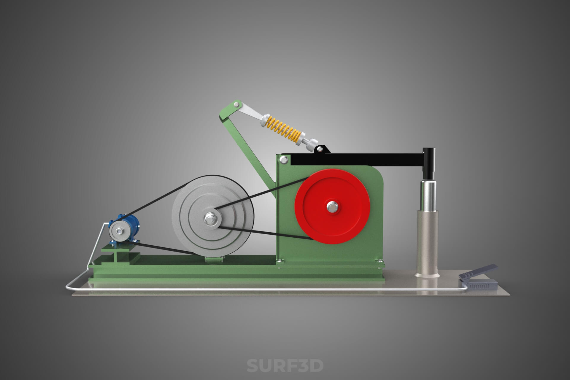 Auto Power Hammer Forging Press Machine Tool Electric Motor 3D Model