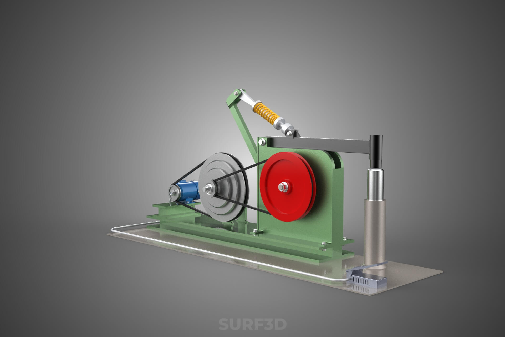 Auto Power Hammer Forging Press Machine Tool Electric Motor 3D Model