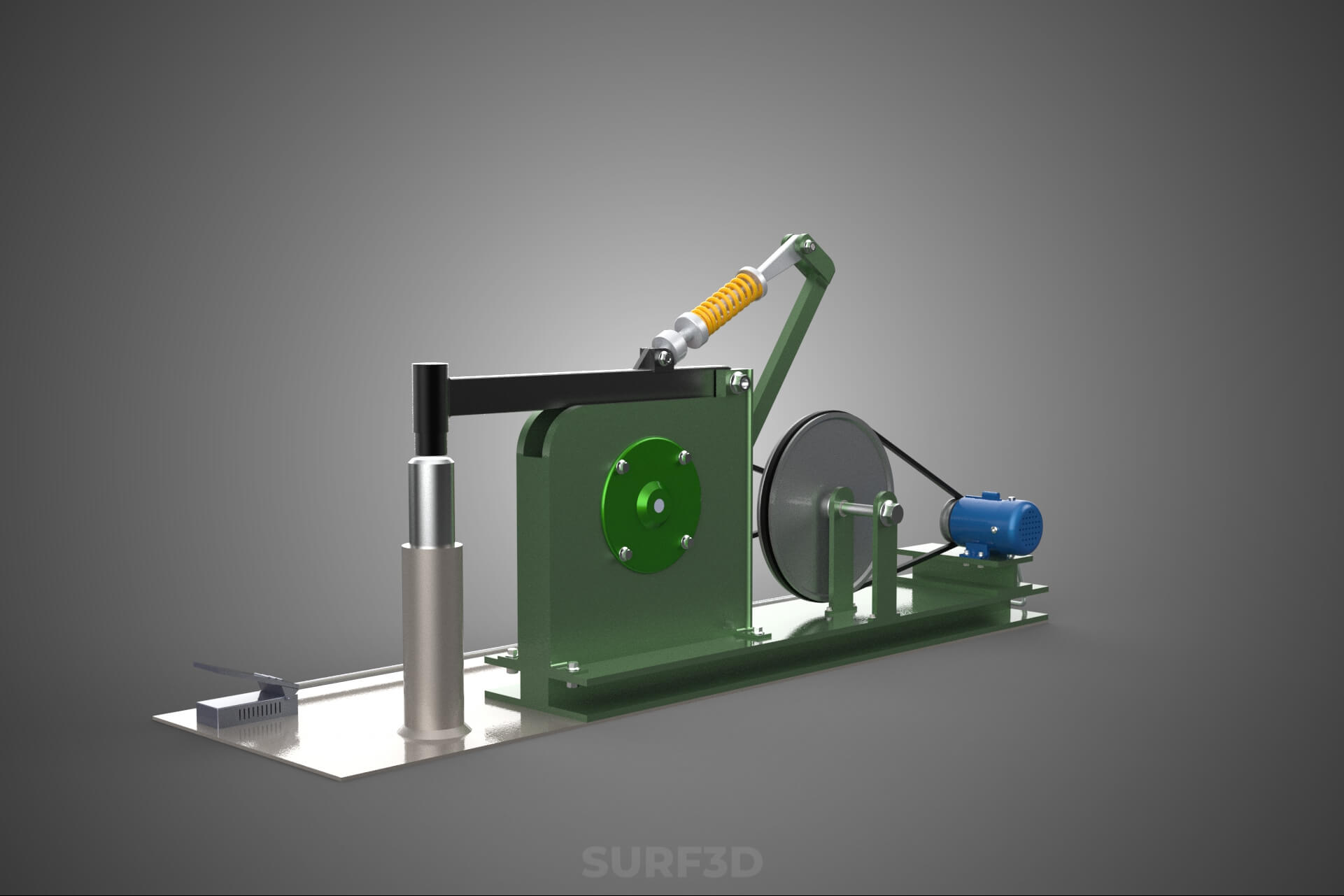 Auto Power Hammer Forging Press Machine Tool Electric Motor 3D Model
