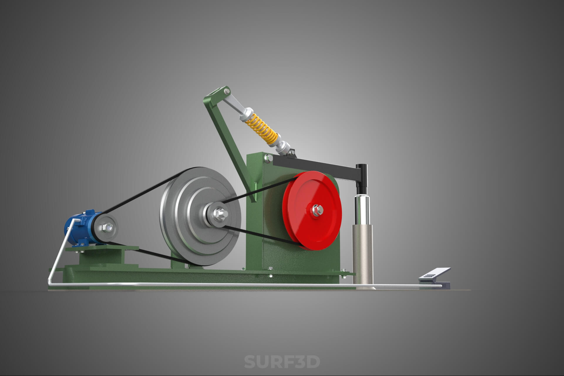Auto Power Hammer Forging Press Machine Tool Electric Motor 3D Model