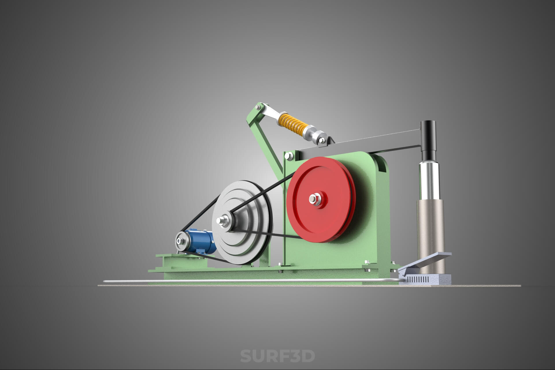 Auto Power Hammer Forging Press Machine Tool Electric Motor 3D Model