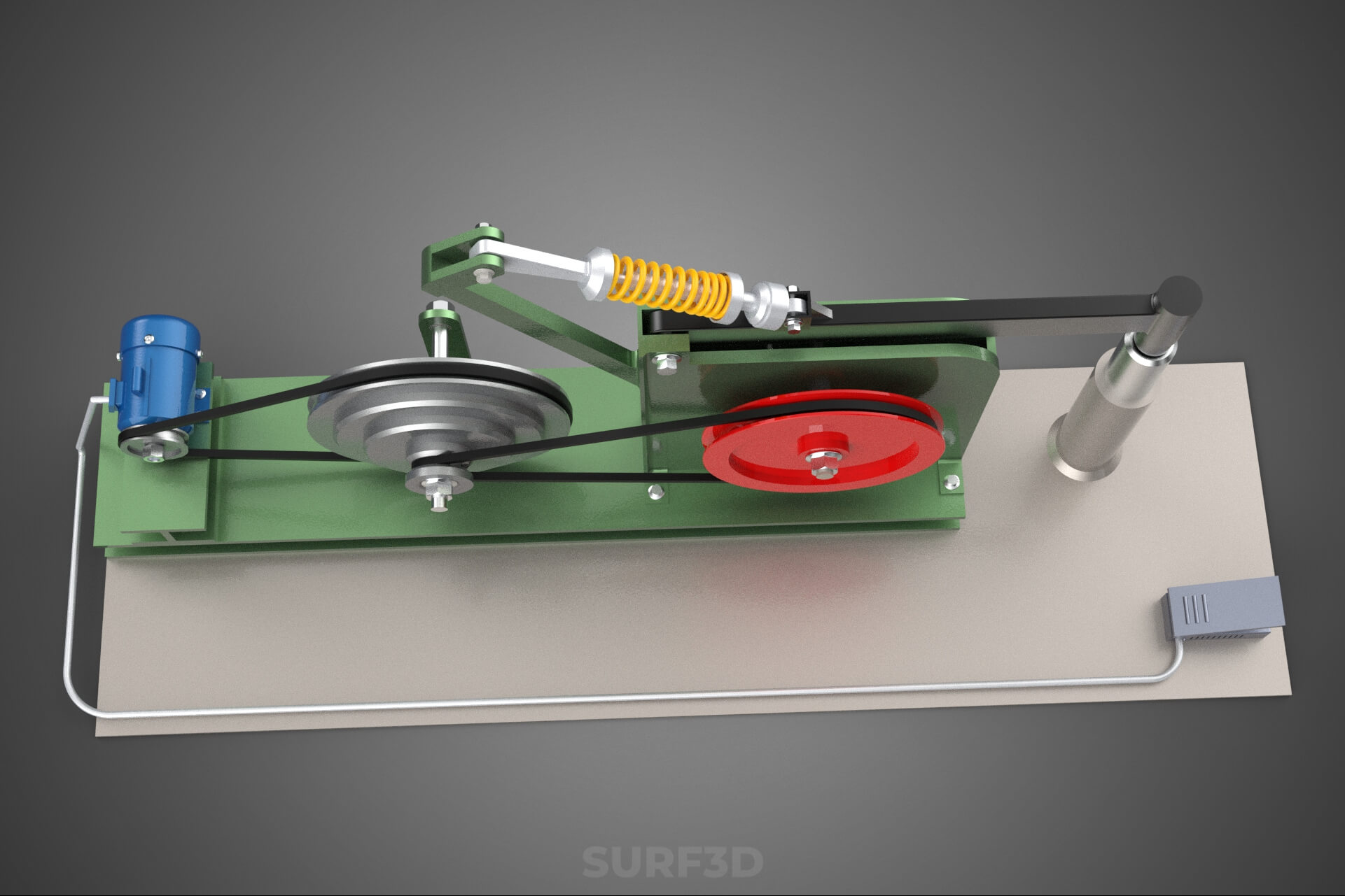 Auto Power Hammer Forging Press Machine Tool Electric Motor 3D Model