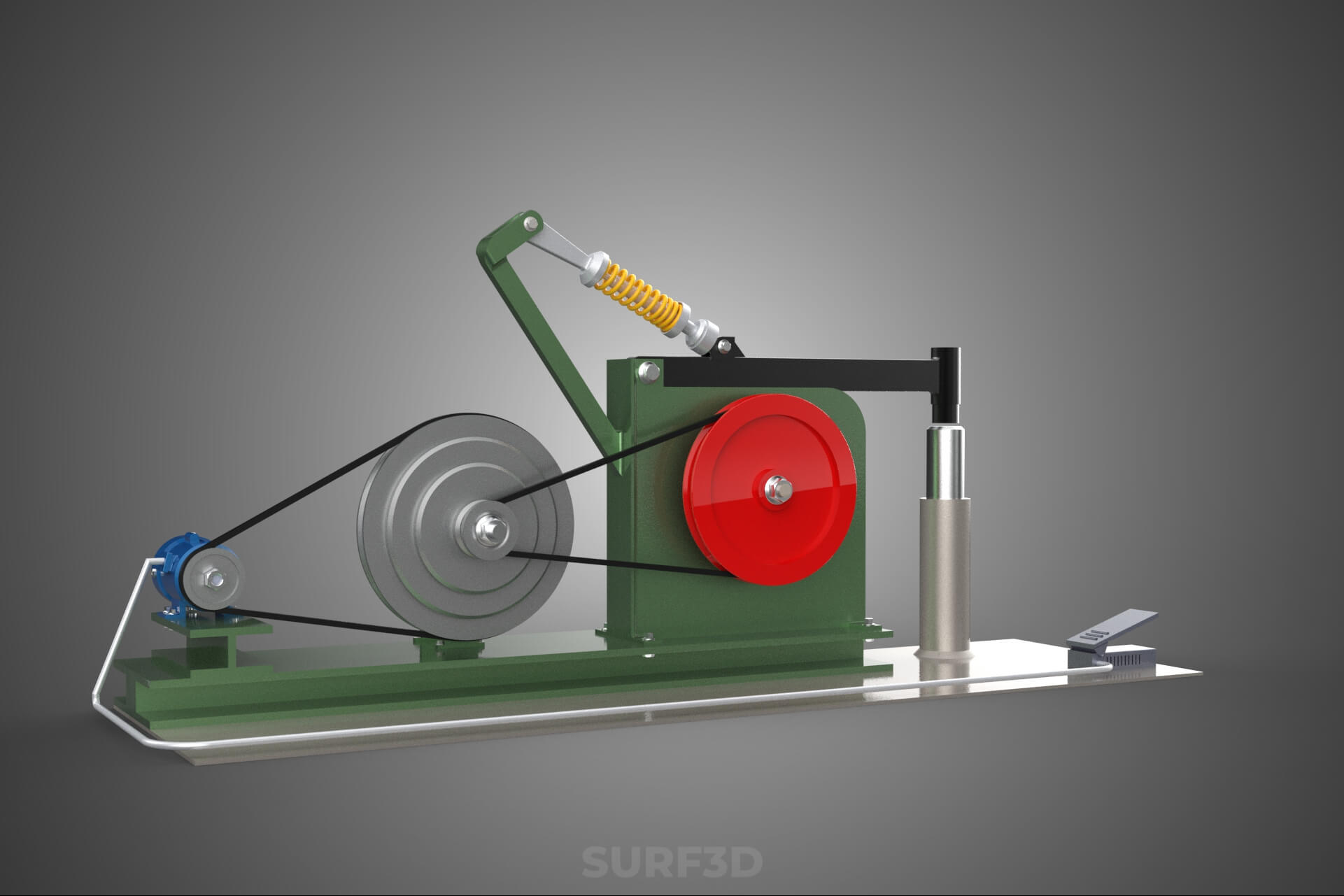 Auto Power Hammer Forging Press Machine Tool Electric Motor 3D Model