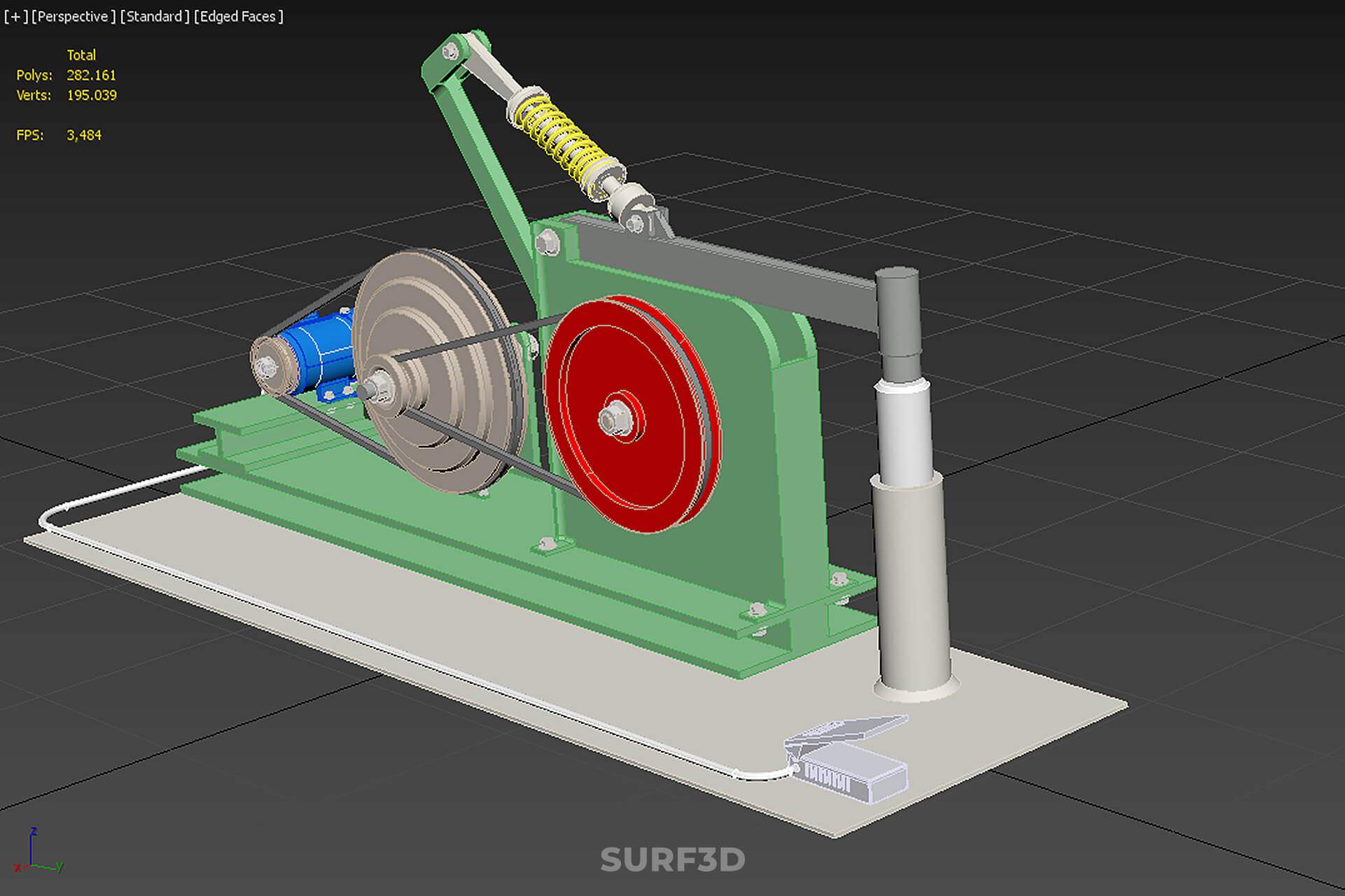 Auto Power Hammer Forging Press Machine Tool Electric Motor 3D Model