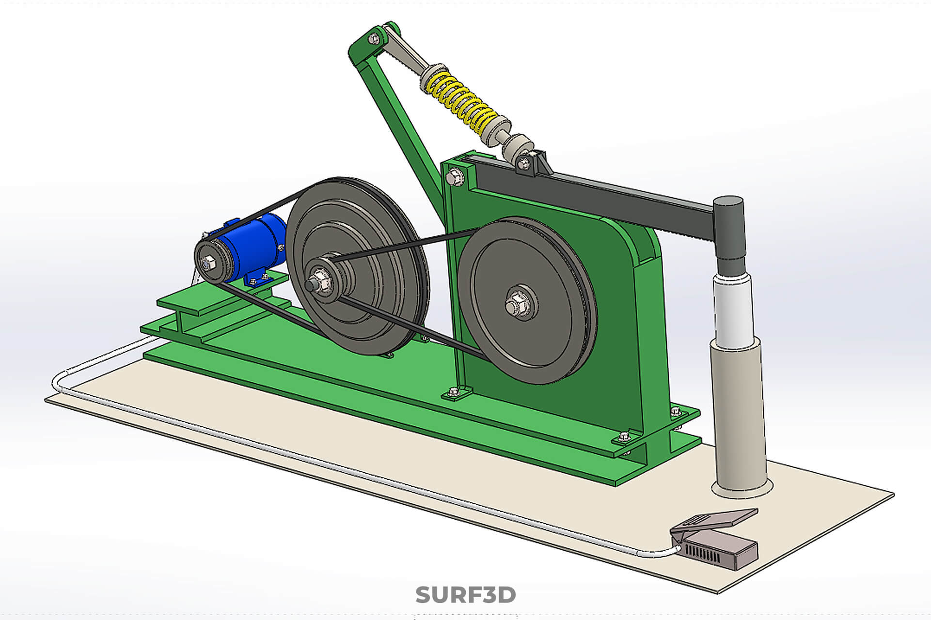 Auto Power Hammer Forging Press Machine Tool Electric Motor 3D Model
