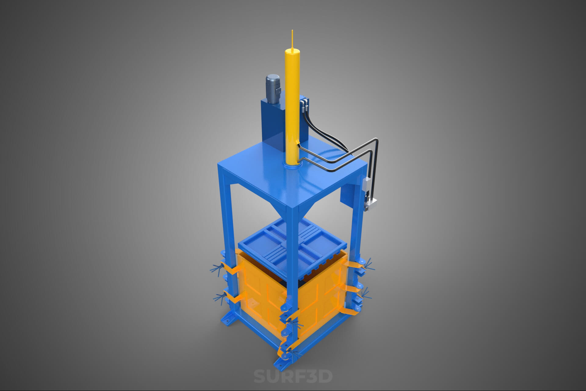 Baler Baling Hydraulic Press Compactor Machine Waste Recycle 3D Model