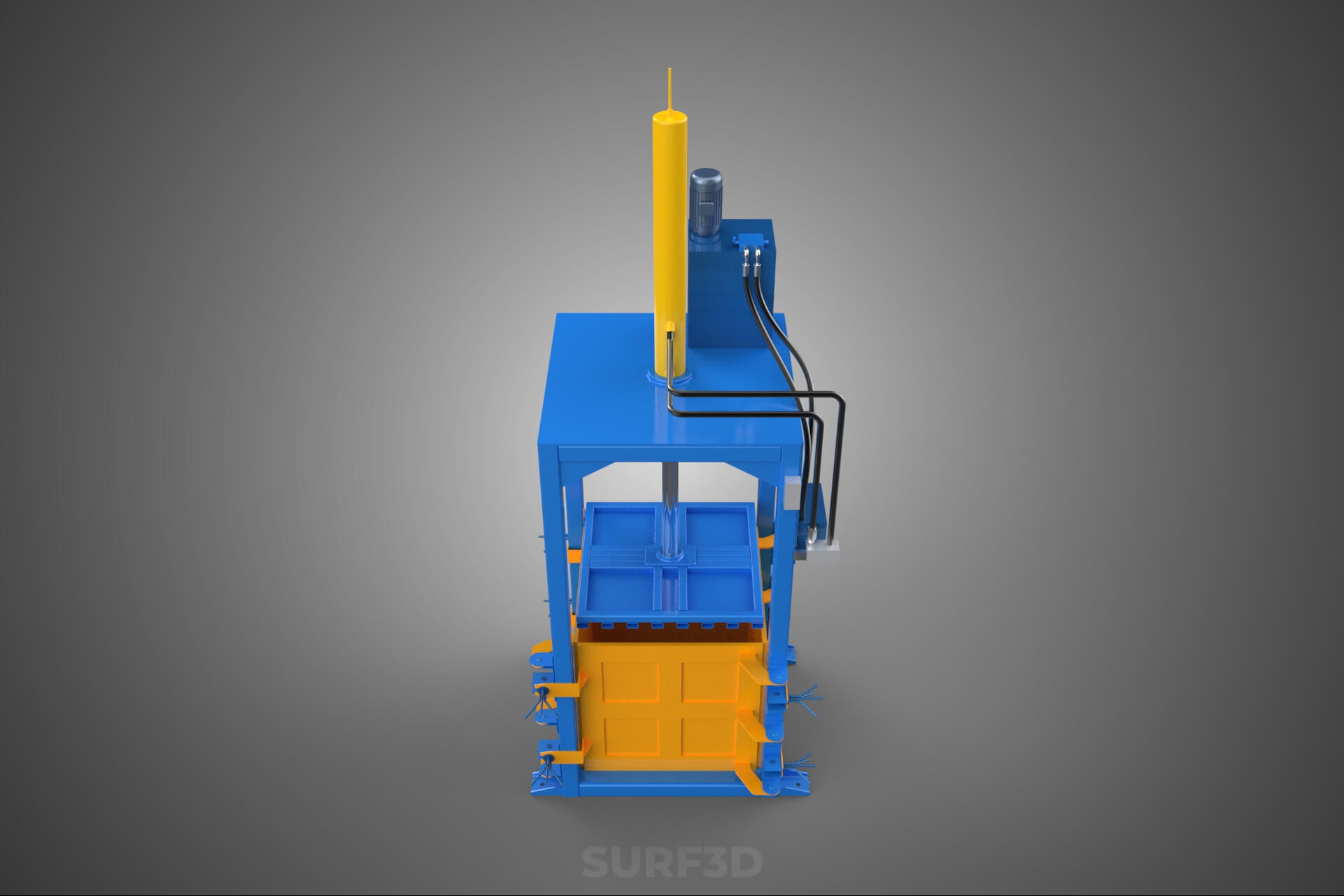 Baler Baling Hydraulic Press Compactor Machine Waste Recycle 3D Model