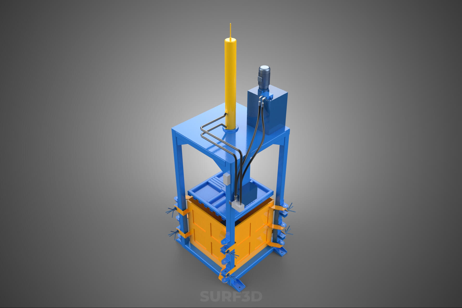 Baler Baling Hydraulic Press Compactor Machine Waste Recycle 3D Model