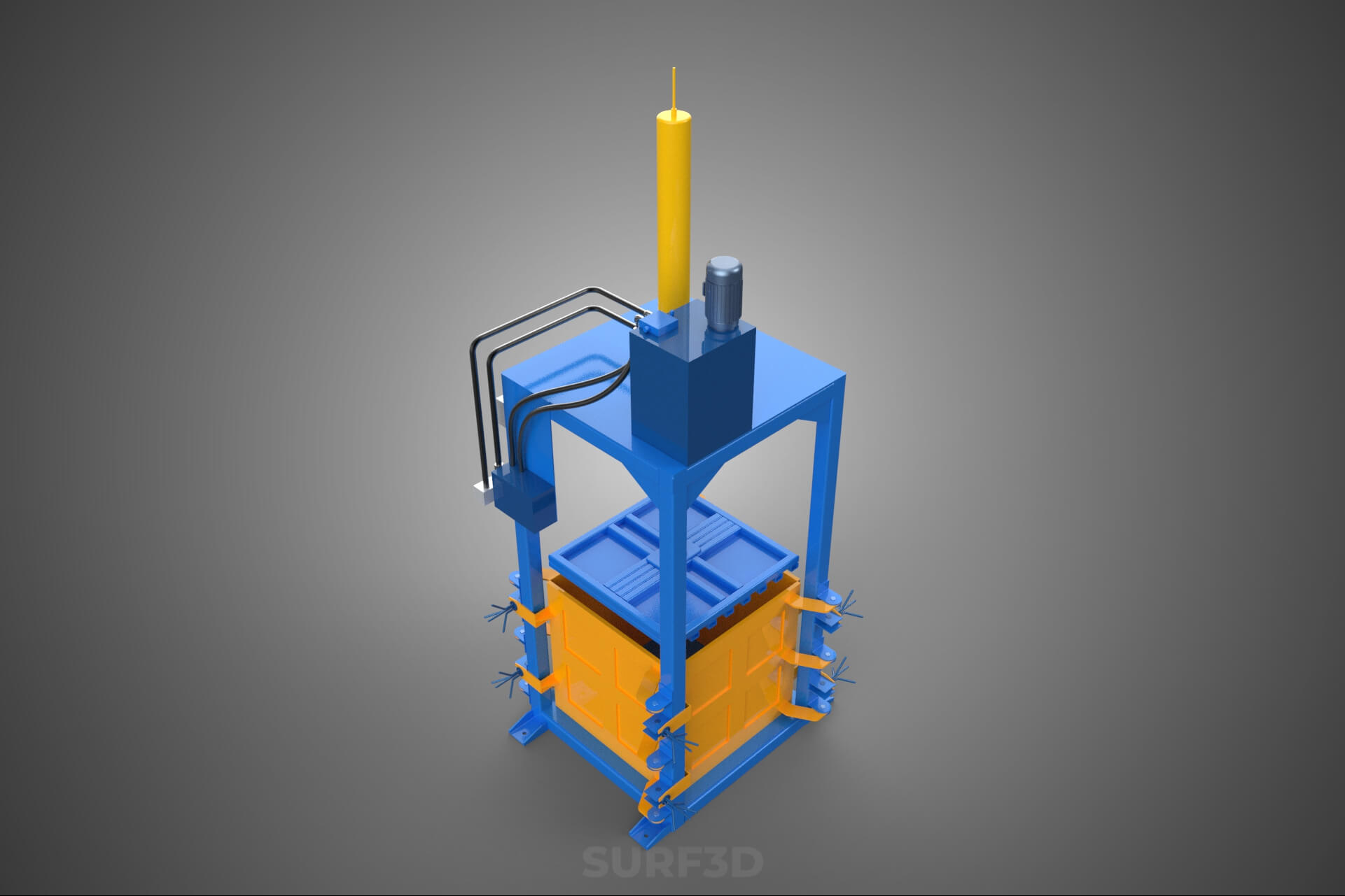Baler Baling Hydraulic Press Compactor Machine Waste Recycle 3D Model