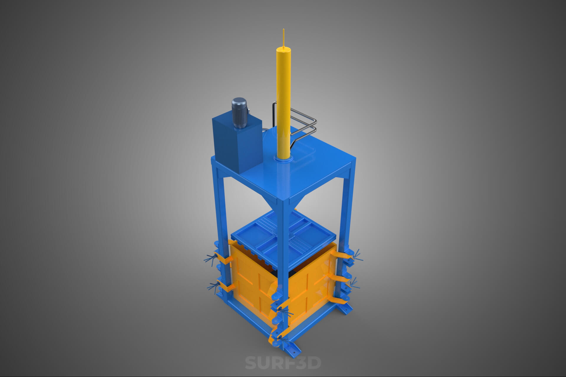Baler Baling Hydraulic Press Compactor Machine Waste Recycle 3D Model