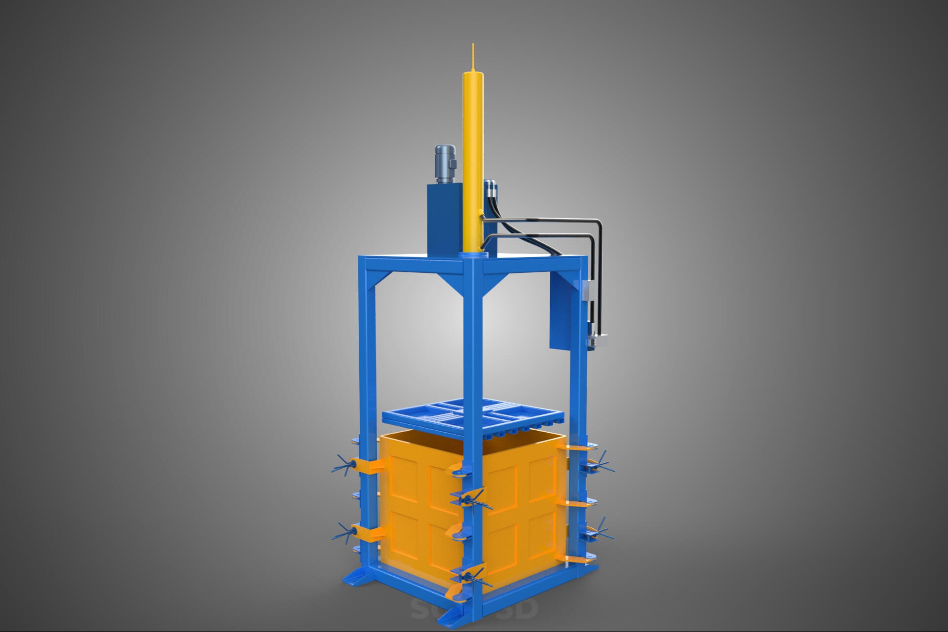Baler Baling Hydraulic Press Compactor Machine Waste Recycle 3D Model