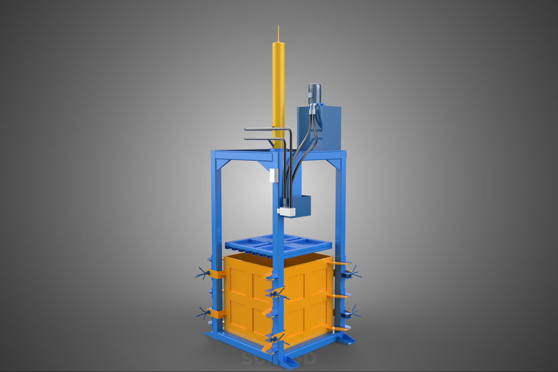 Baler Baling Hydraulic Press Compactor Machine Waste Recycle 3D Model