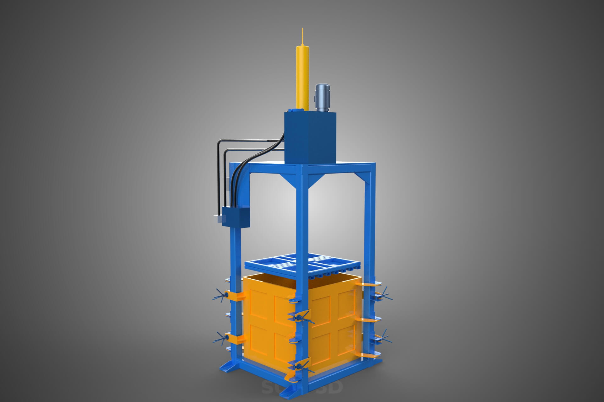 Baler Baling Hydraulic Press Compactor Machine Waste Recycle 3D Model