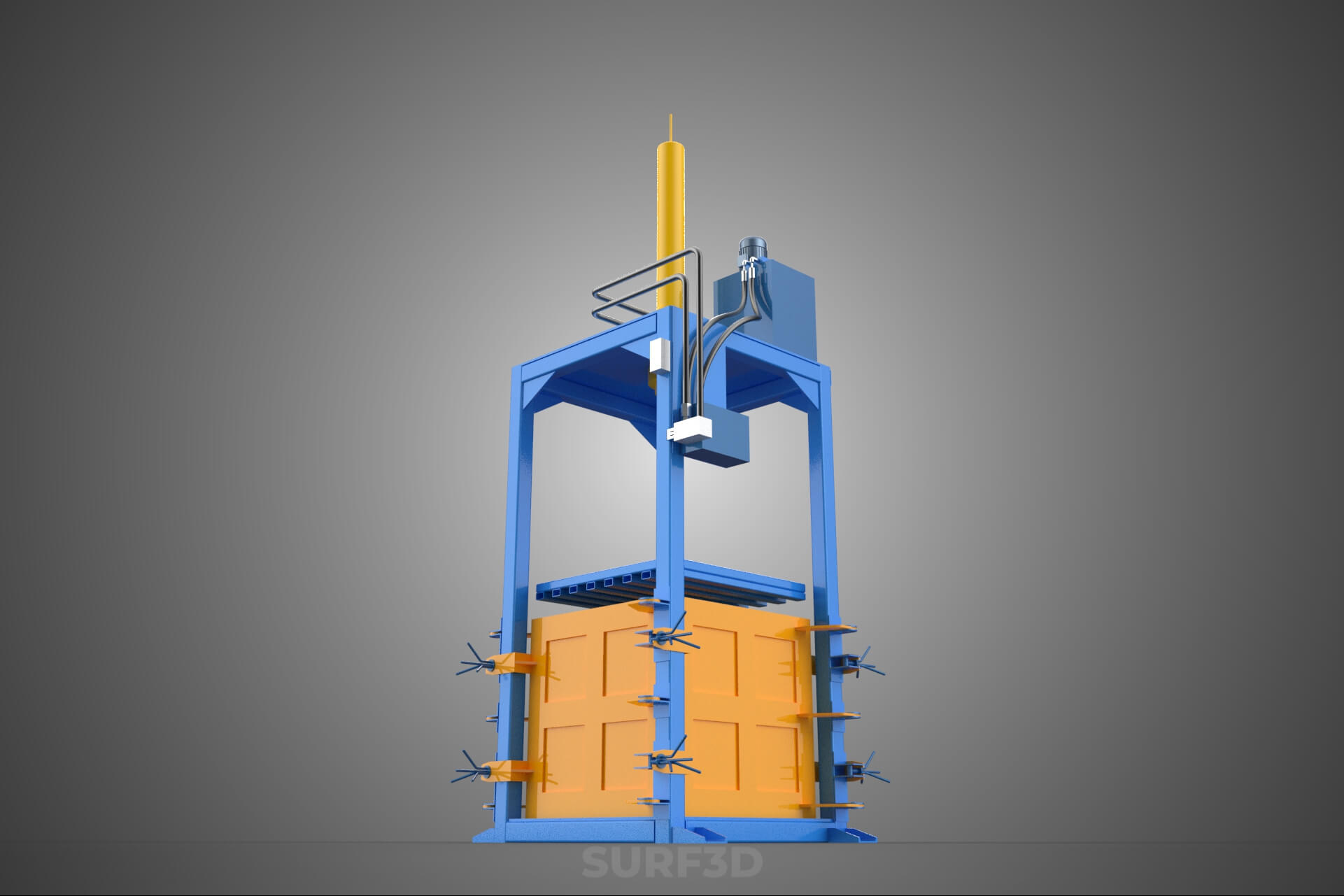 Baler Baling Hydraulic Press Compactor Machine Waste Recycle 3D Model