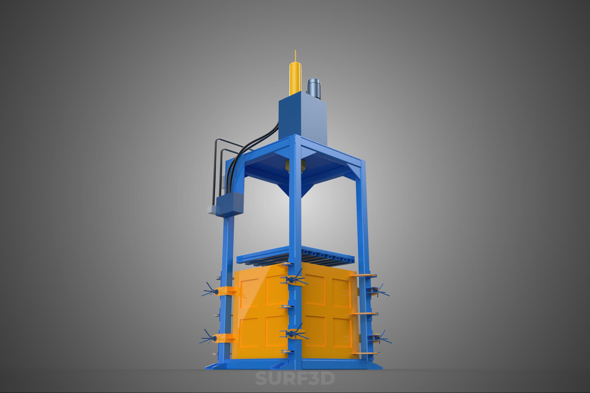 Baler Baling Hydraulic Press Compactor Machine Waste Recycle 3D Model