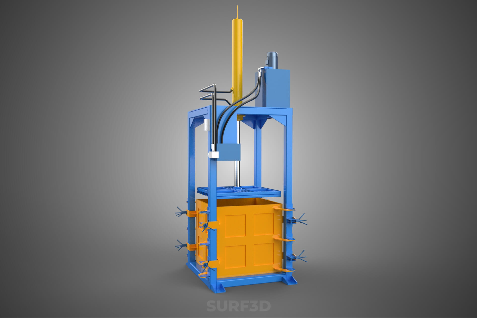Baler Baling Hydraulic Press Compactor Machine Waste Recycle 3D Model