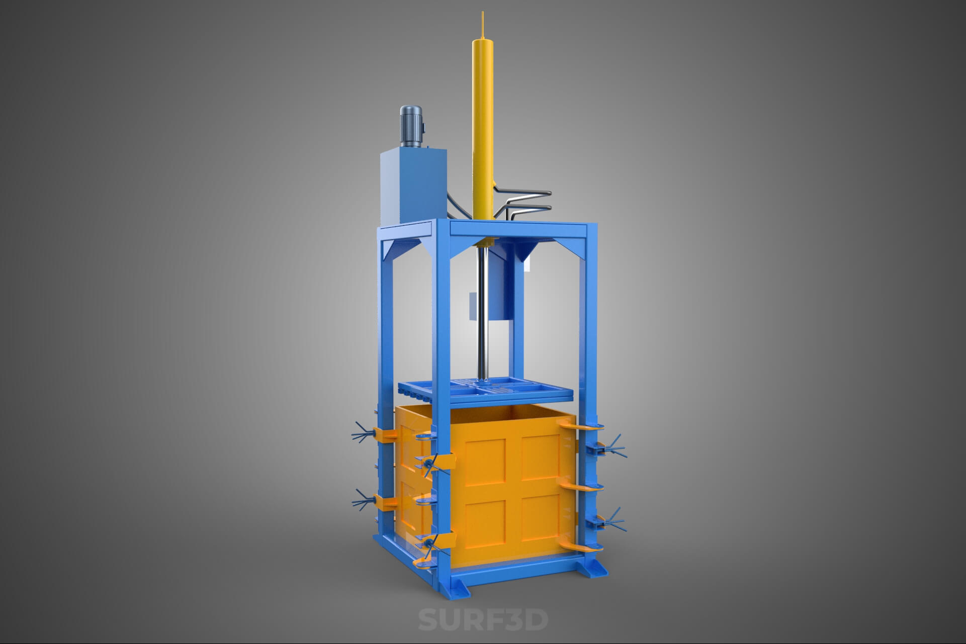 Baler Baling Hydraulic Press Compactor Machine Waste Recycle 3D Model