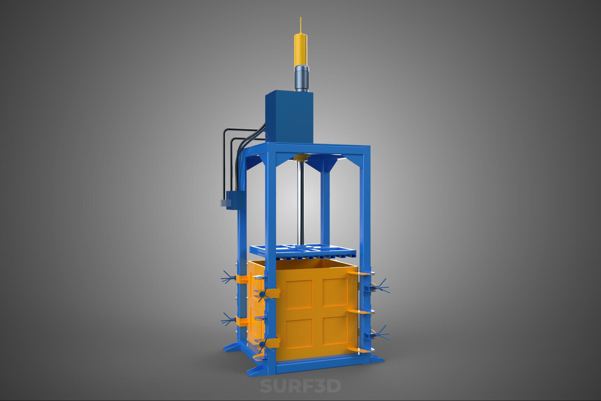 Baler Baling Hydraulic Press Compactor Machine Waste Recycle 3D Model