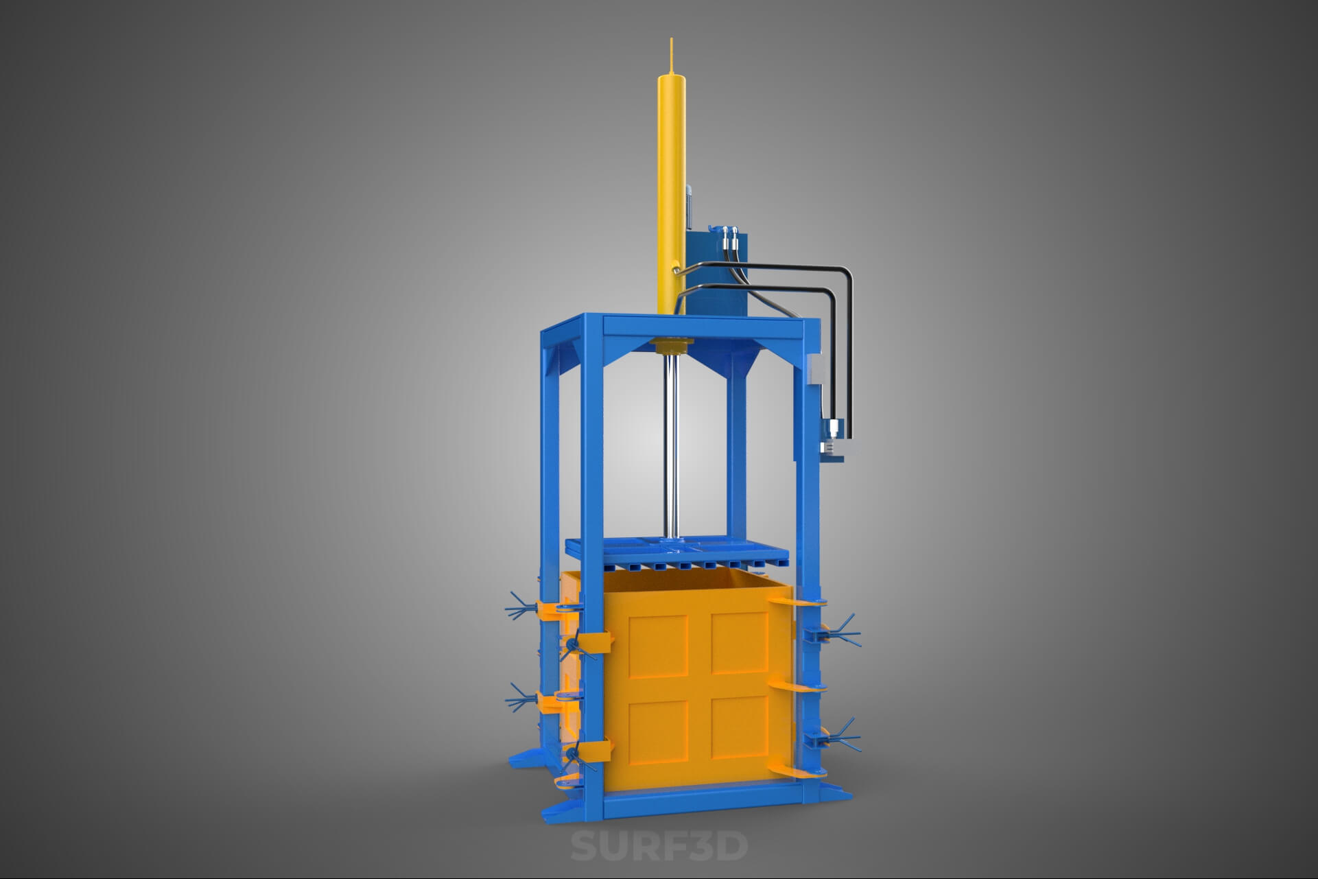 Baler Baling Hydraulic Press Compactor Machine Waste Recycle 3D Model