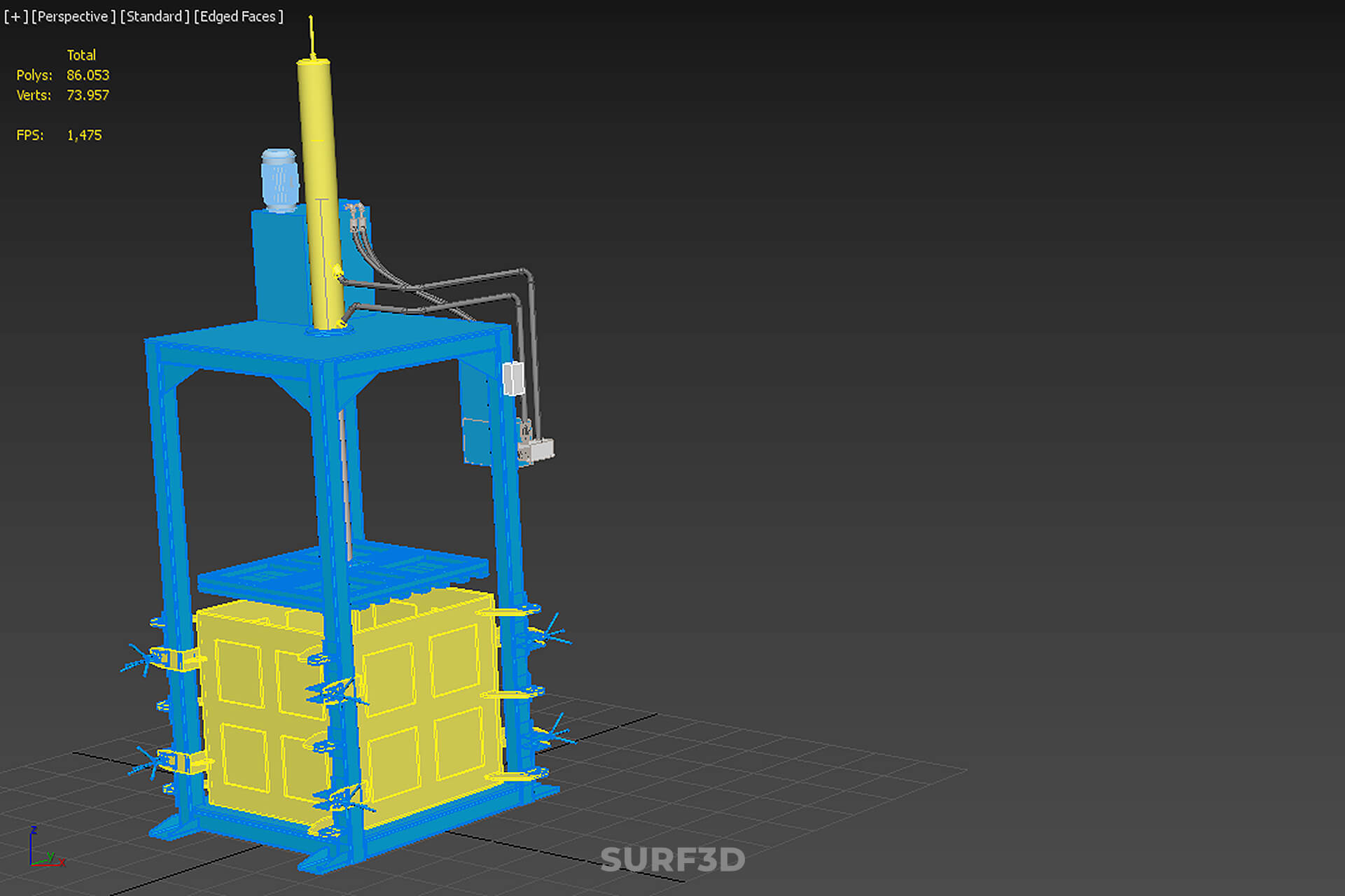 Baler Baling Hydraulic Press Compactor Machine Waste Recycle 3D Model