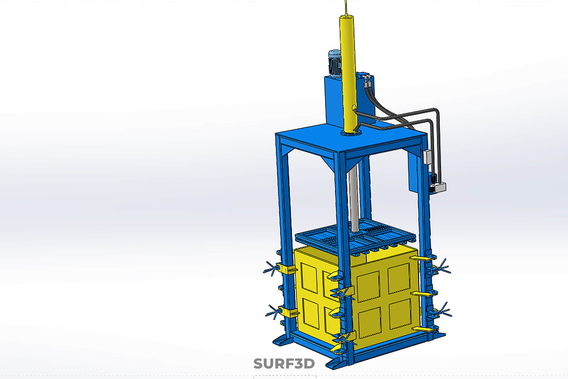 Baler Baling Hydraulic Press Compactor Machine Waste Recycle 3D Model