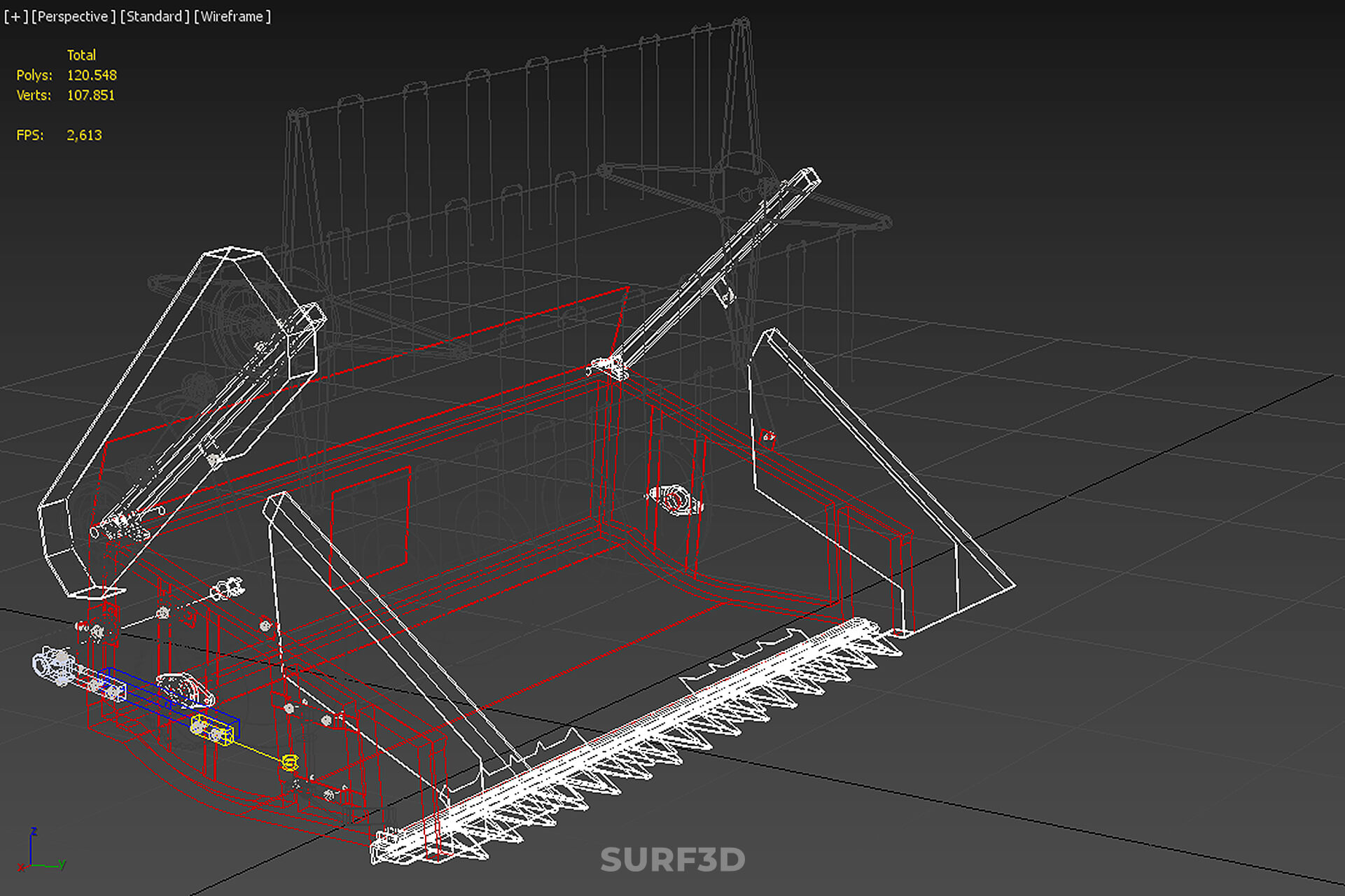 Combine Harvester Grain Header Harvesting Auger Blade Cutter 3D Model