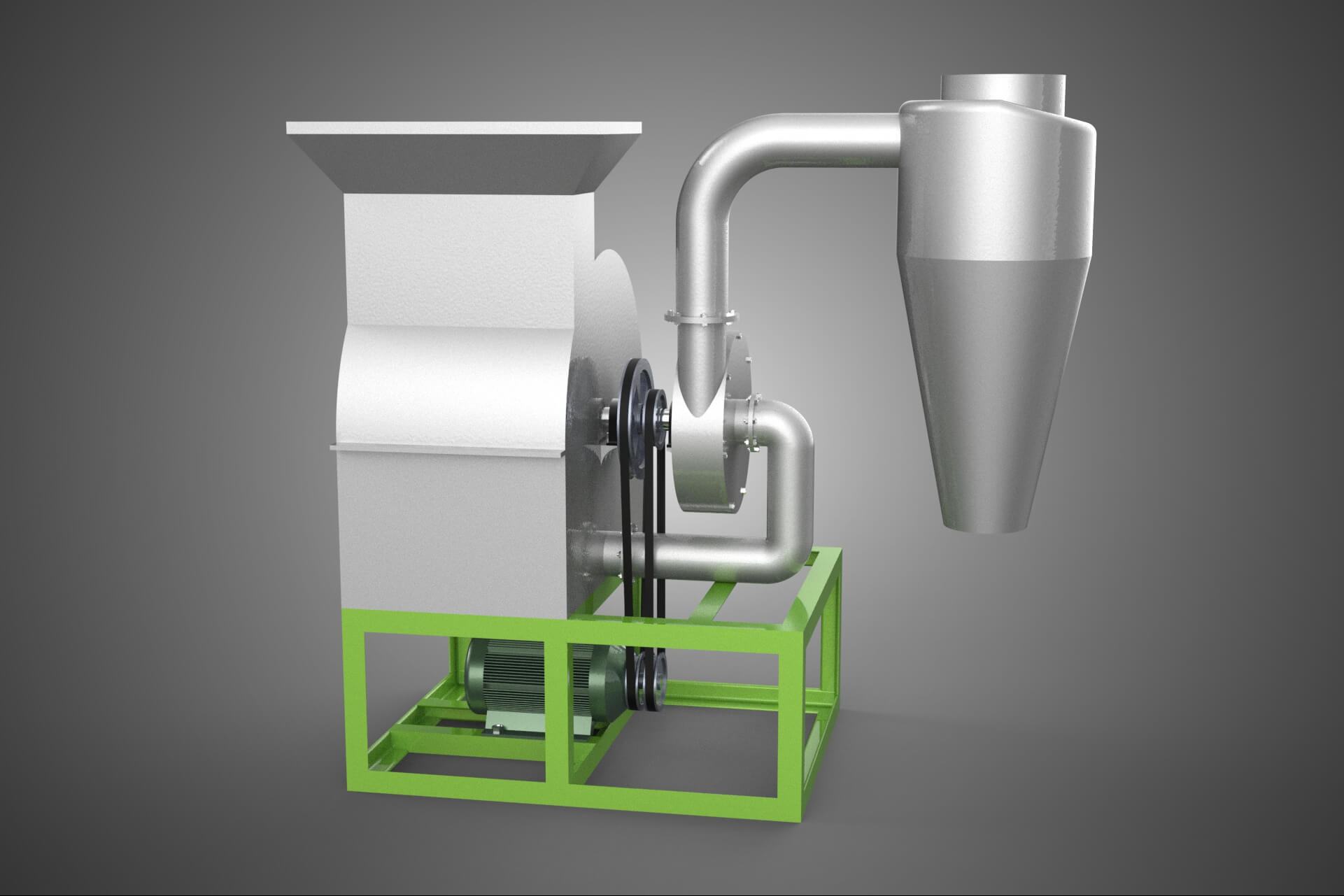 Crusher Hammer Mill Cyclone Dust Suction Separator Machine 3D Model